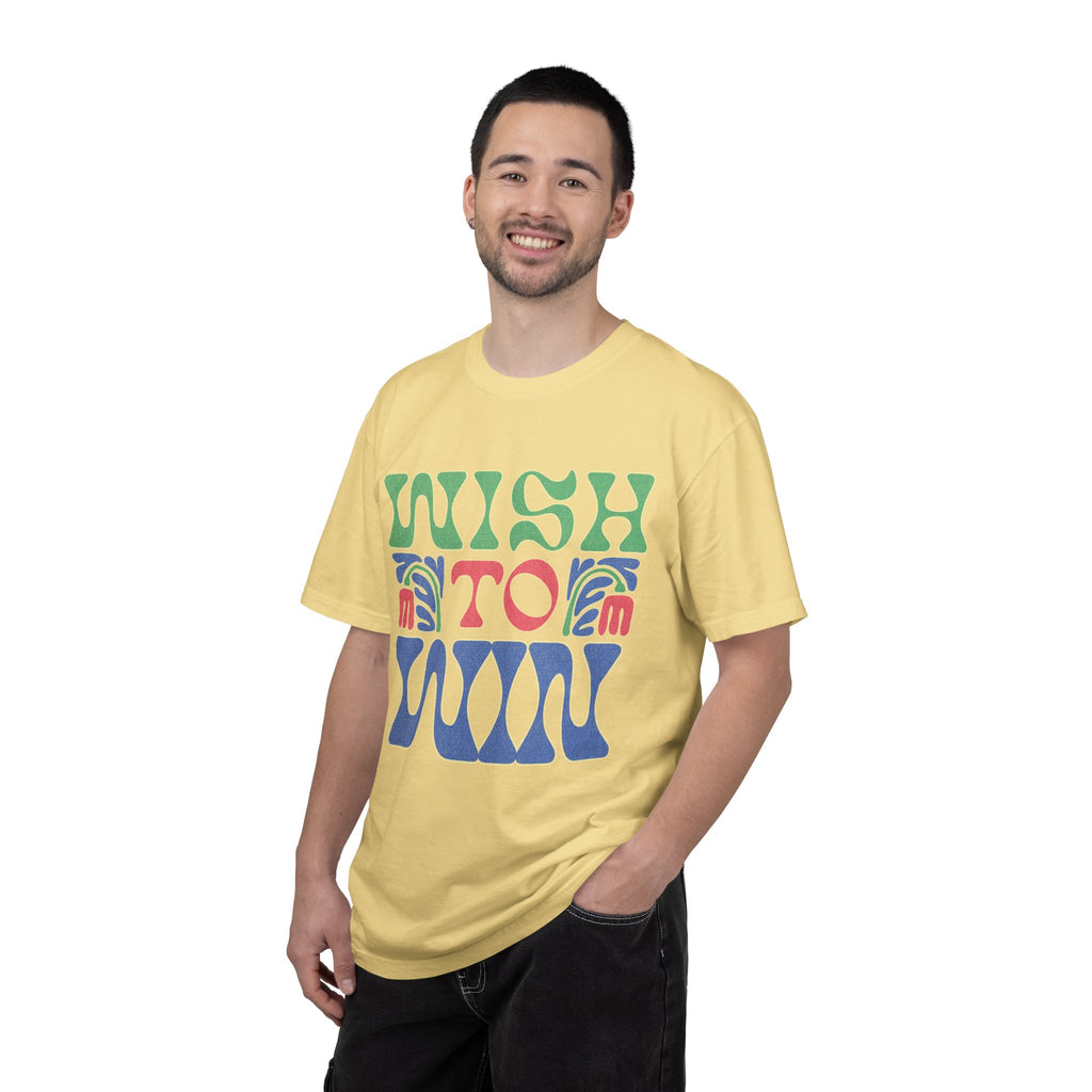 Wish to Win T-shirt |Textured Retro Psychedelic Lettering