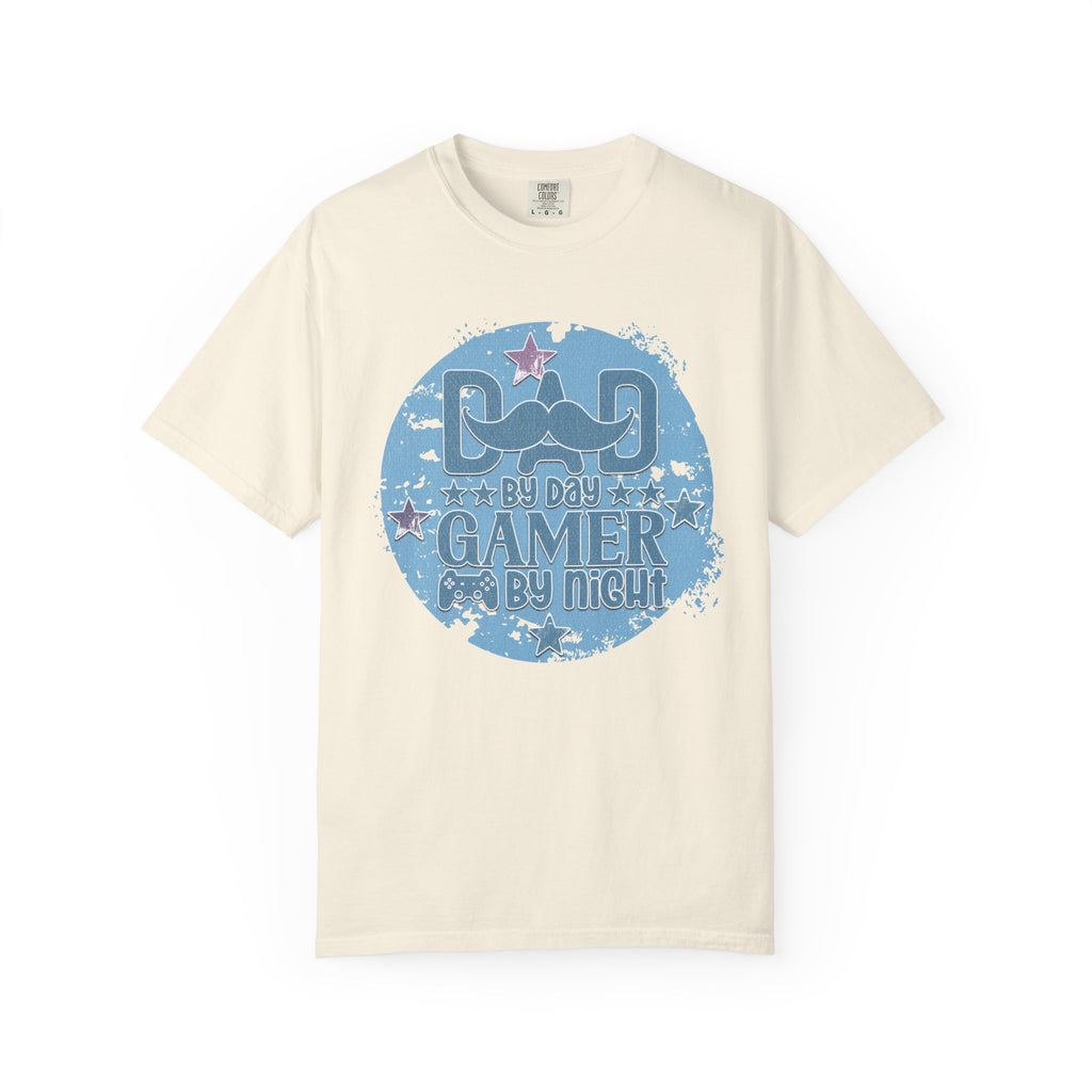 Funny Dad By Day Gamer By Night Textured T-Shirt