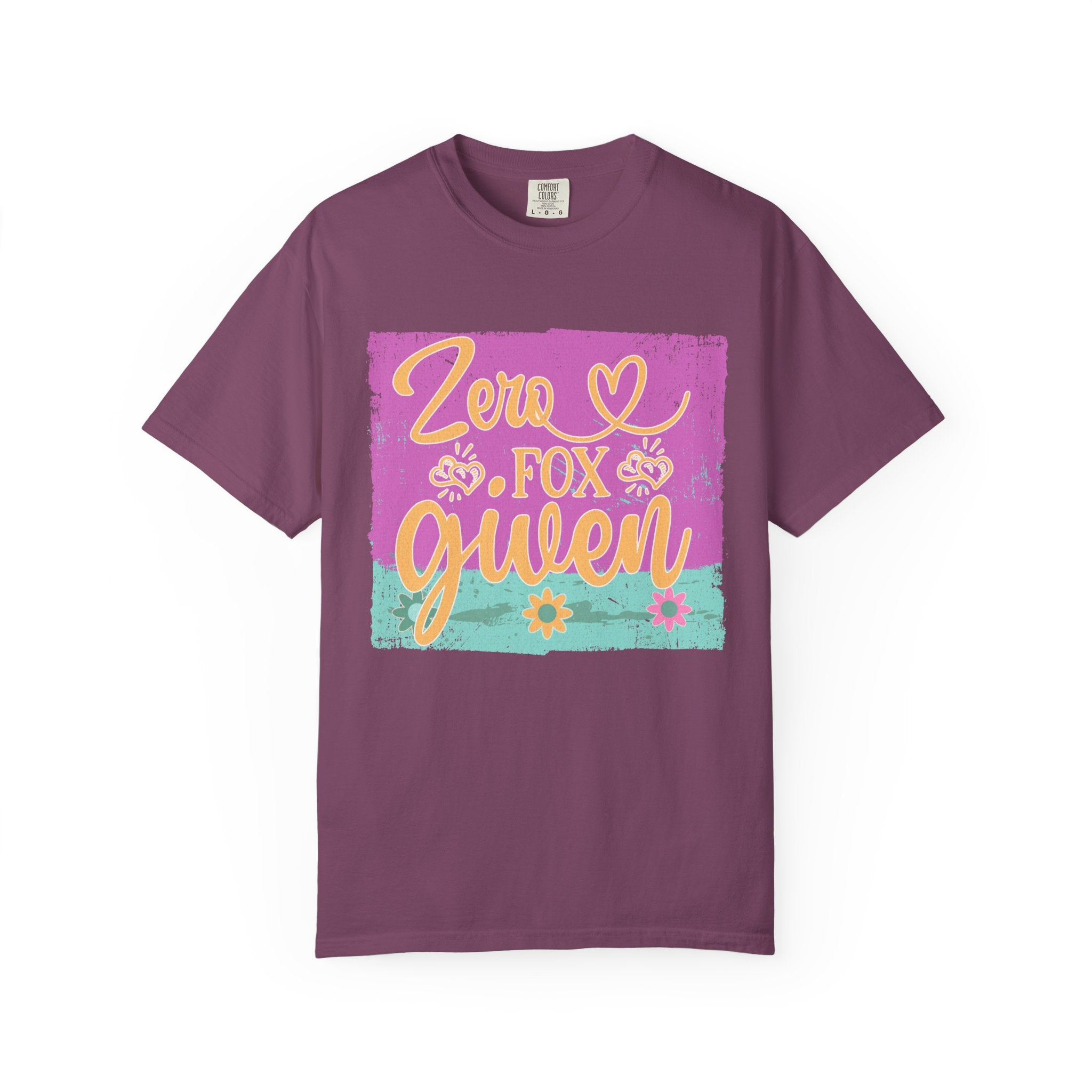 Textured T-Shirt — "Zero Fox Given" Retro Floral Graphic Tee