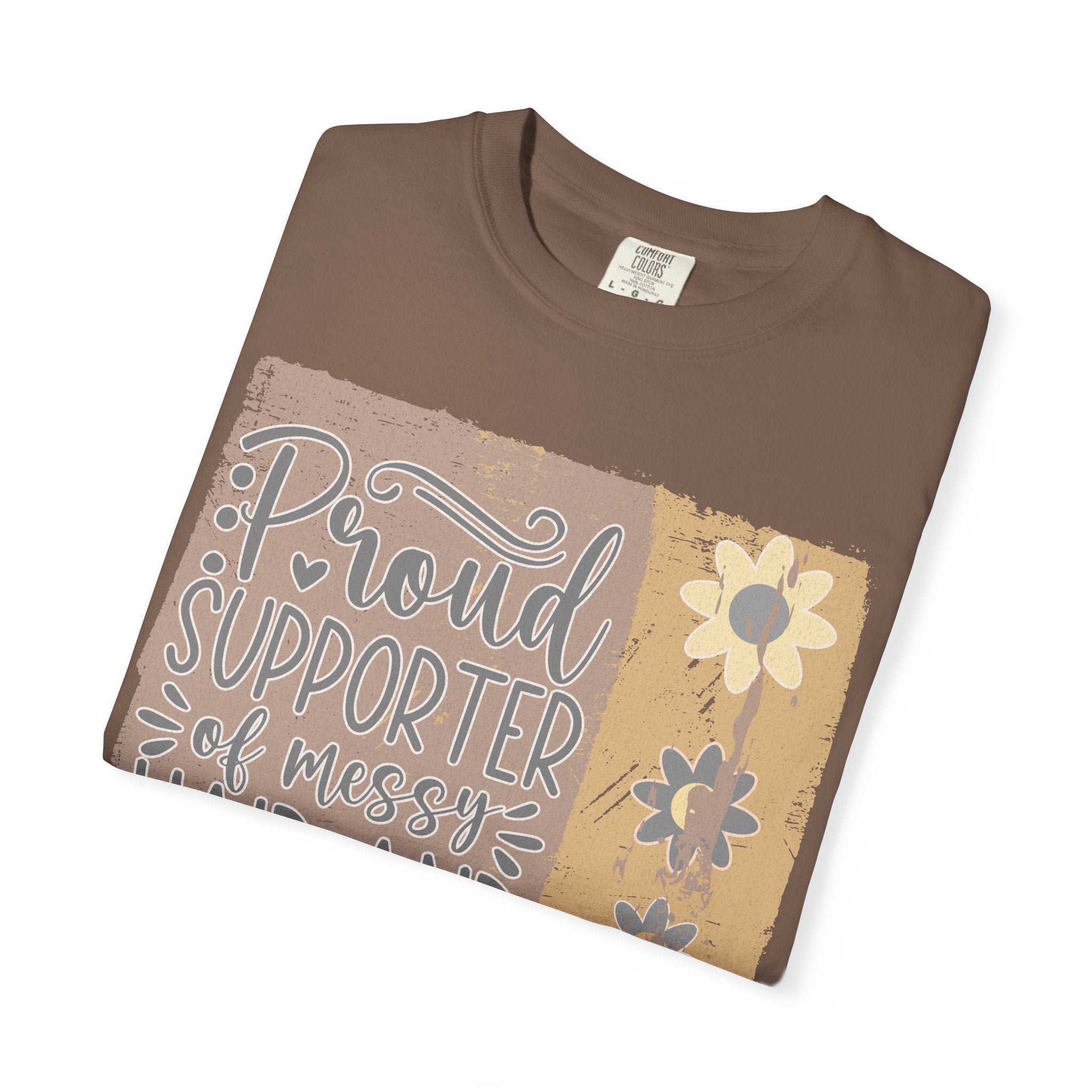 Supporter of Messy Hair and Sweatpants Textured T-Shirt
