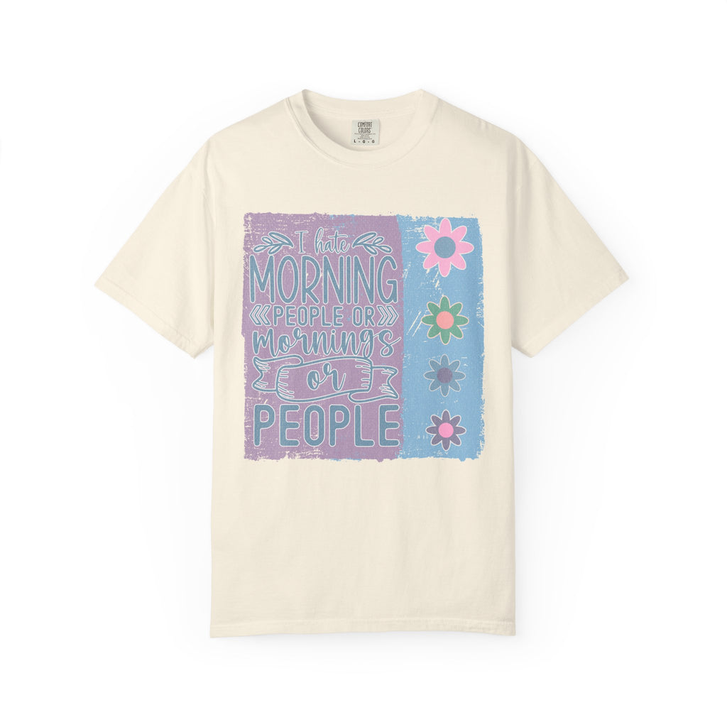 Textured Morning People or Not T-Shirt — Funny Floral Morning Person Graphic Tee