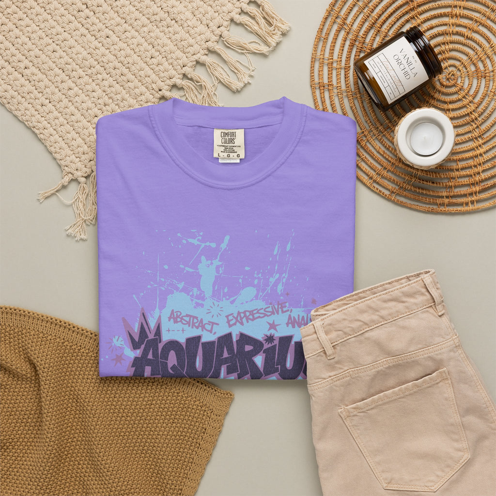 Aquarius Zodiac Textured T-Shirt — Water-Bearer Horoscope Tee