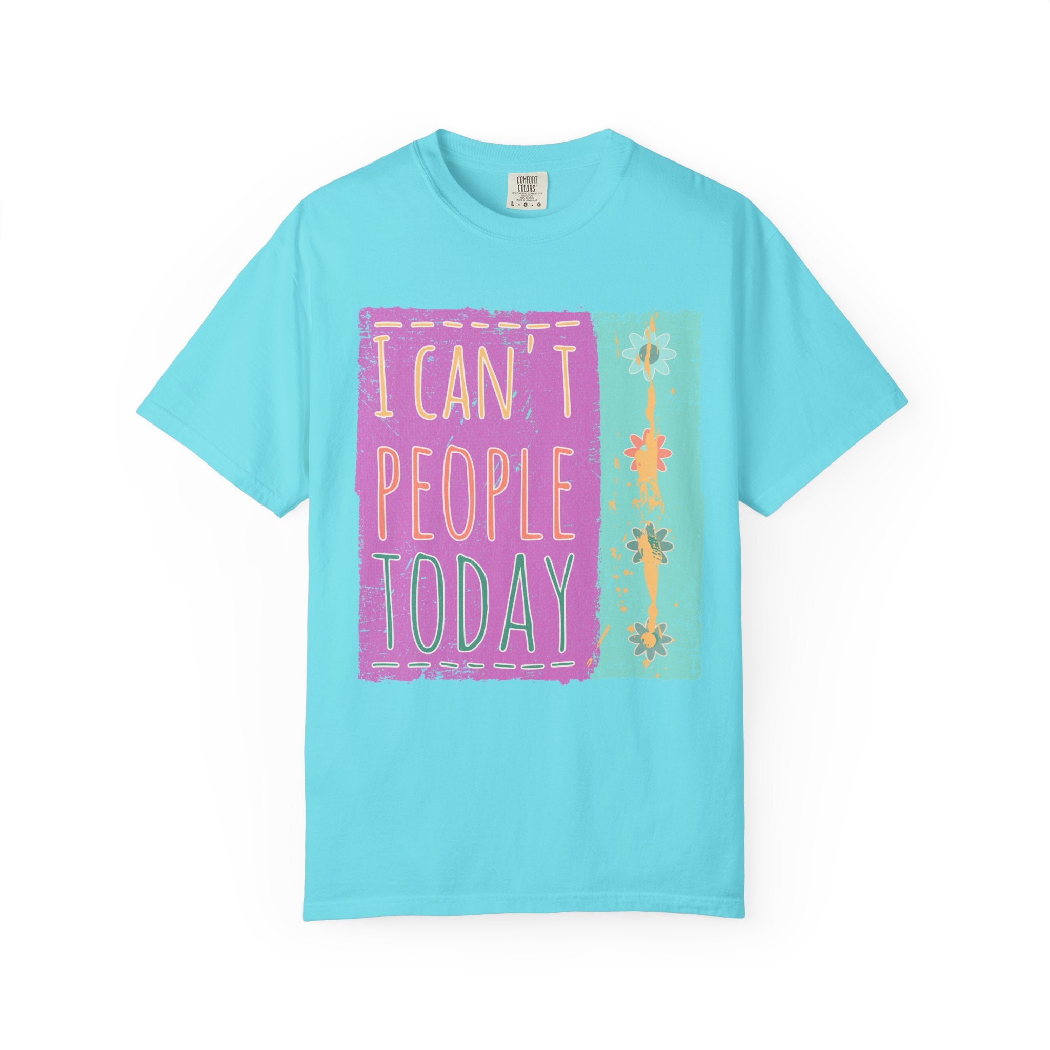 Textured I Can't People Today T-Shirt — Funny Introvert Graphic Tee