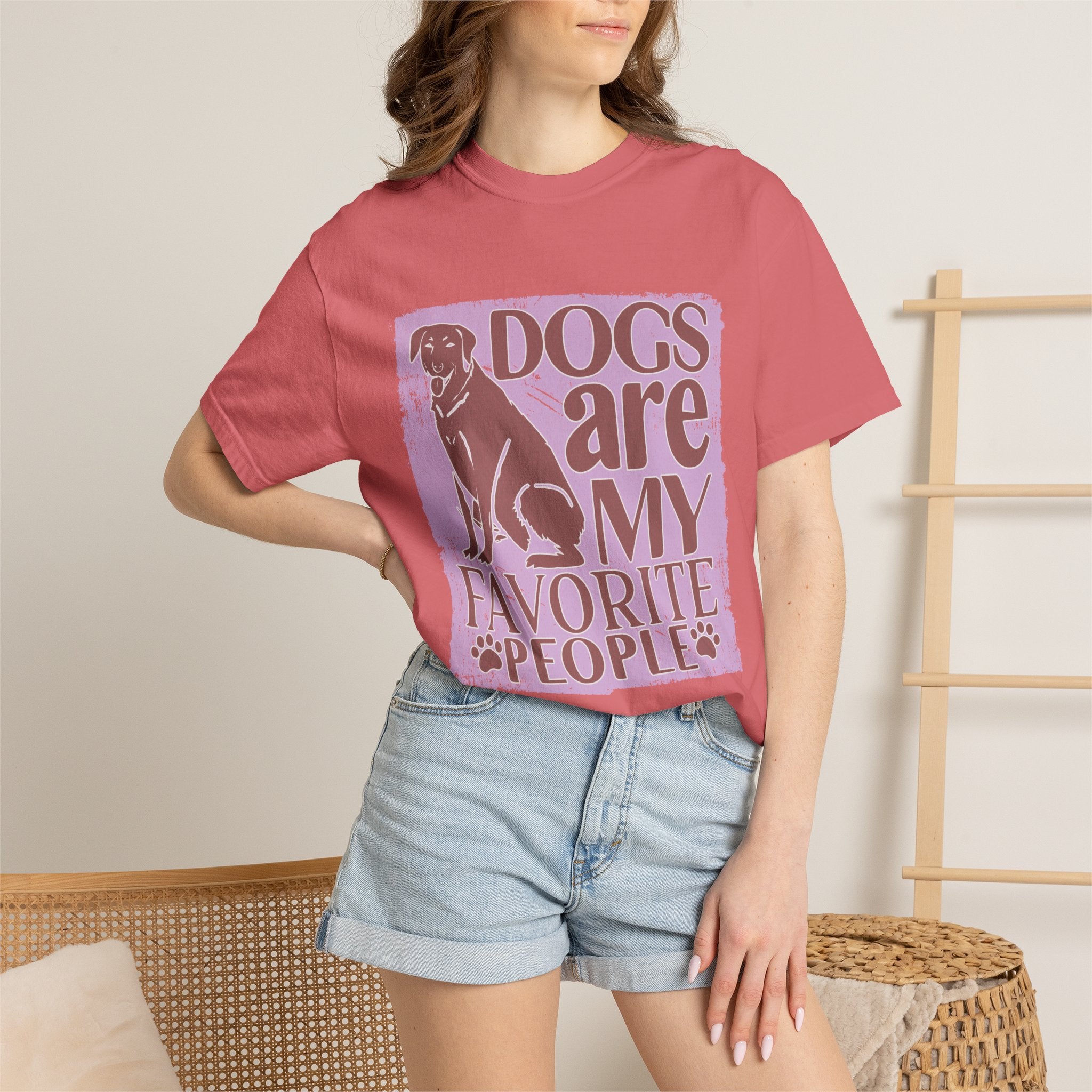 Textured Dogs Are My Favorite People T-Shirt – Retro Paw Print Dog Lover Tee