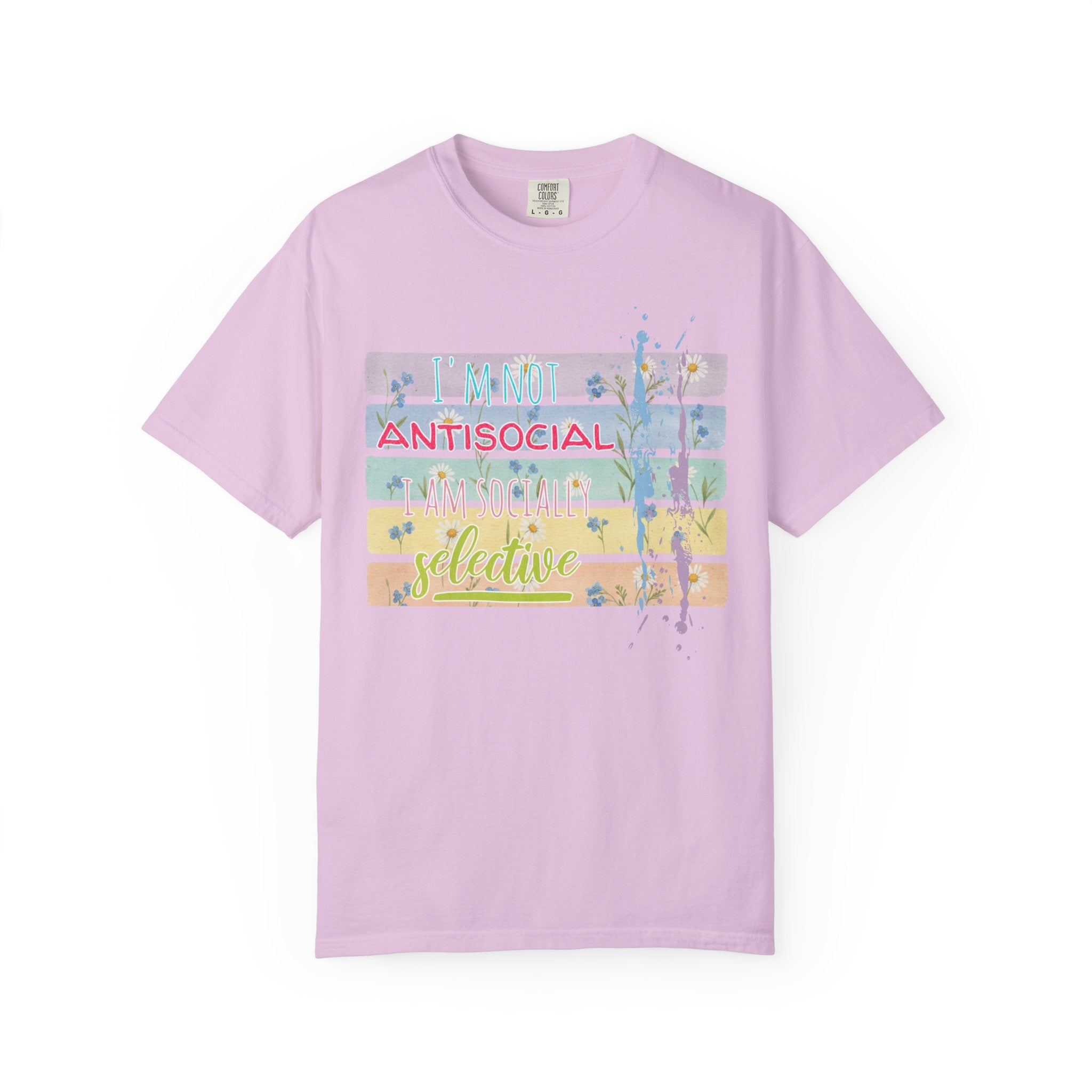 Antisocial Selective T-Shirt — Pastel Stripes Floral Graphic Tee
