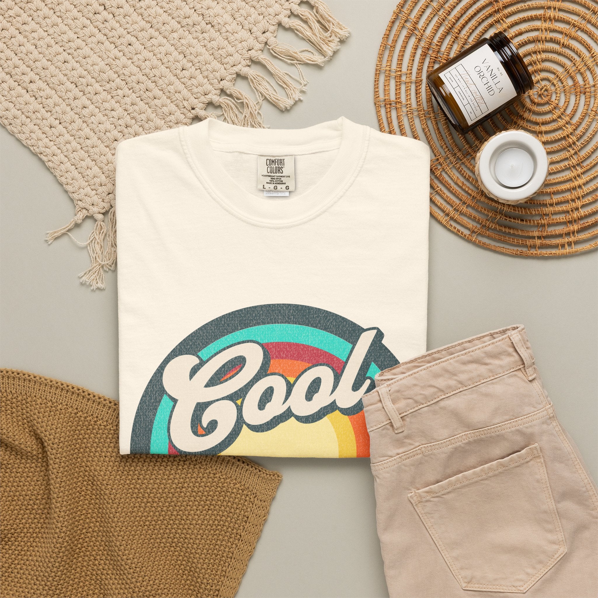 Cool Moms Club Textured T-shirt | Retro Cool Moms Club Rainbow