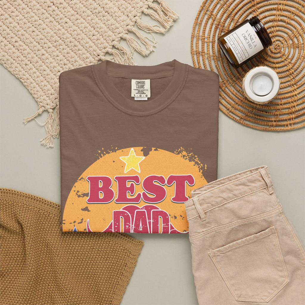 Best Dad Ever Textured T-Shirt — Retro Stars Father's Day Tee