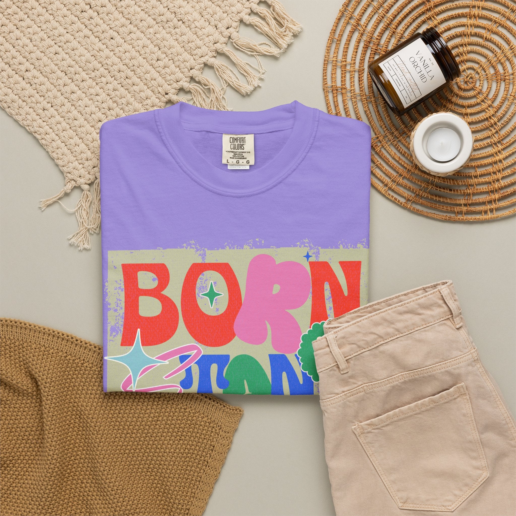 Born to Stand Out Graphic Textured T-Shirt