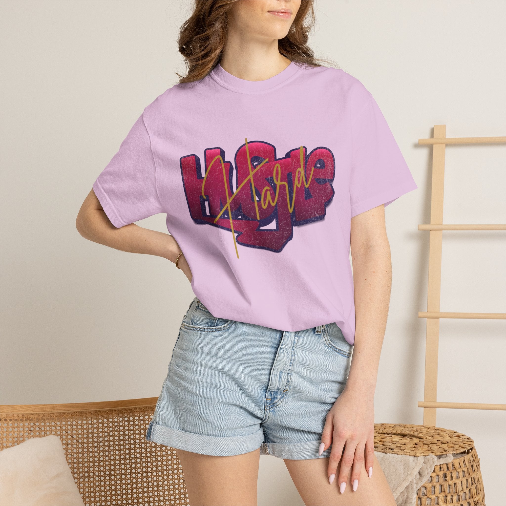 Textured Street Art 'Hustle Hard' Graphic Tee — Vintage Graffiti Unisex T-Shirt