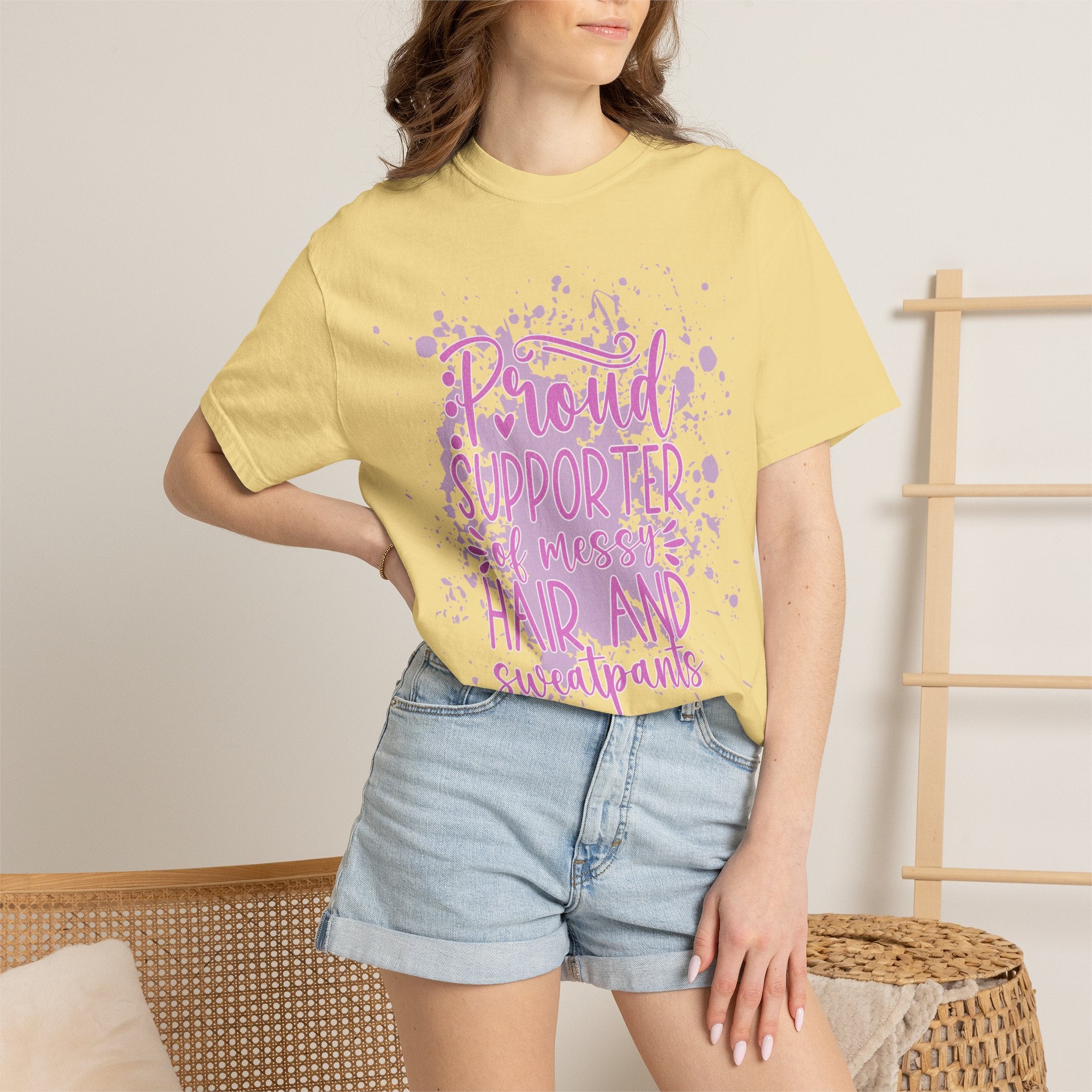 Textured Proud Supporter of Messy Hair and Sweatpants T-Shirt