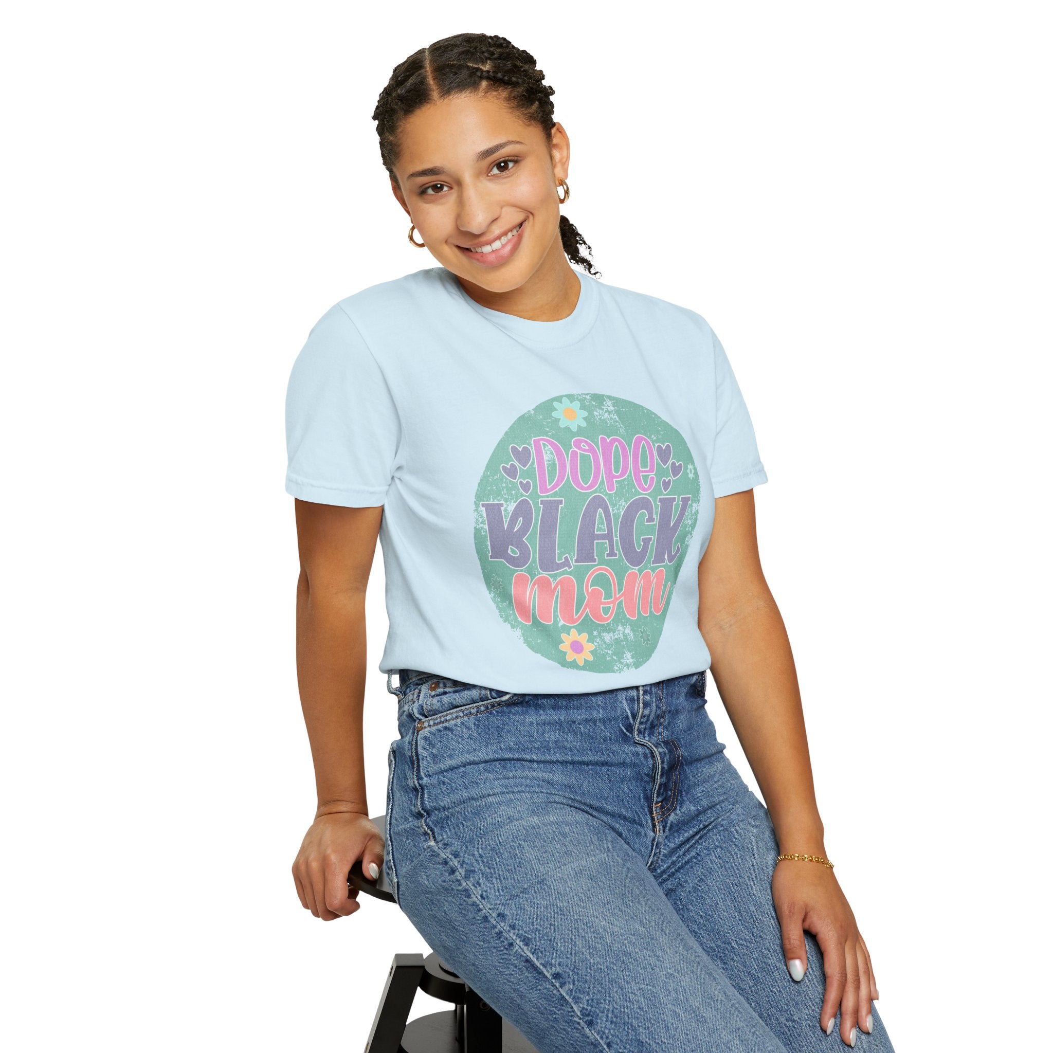 Textured T-Shirt — Dope Black Mom Floral Graphic Tee