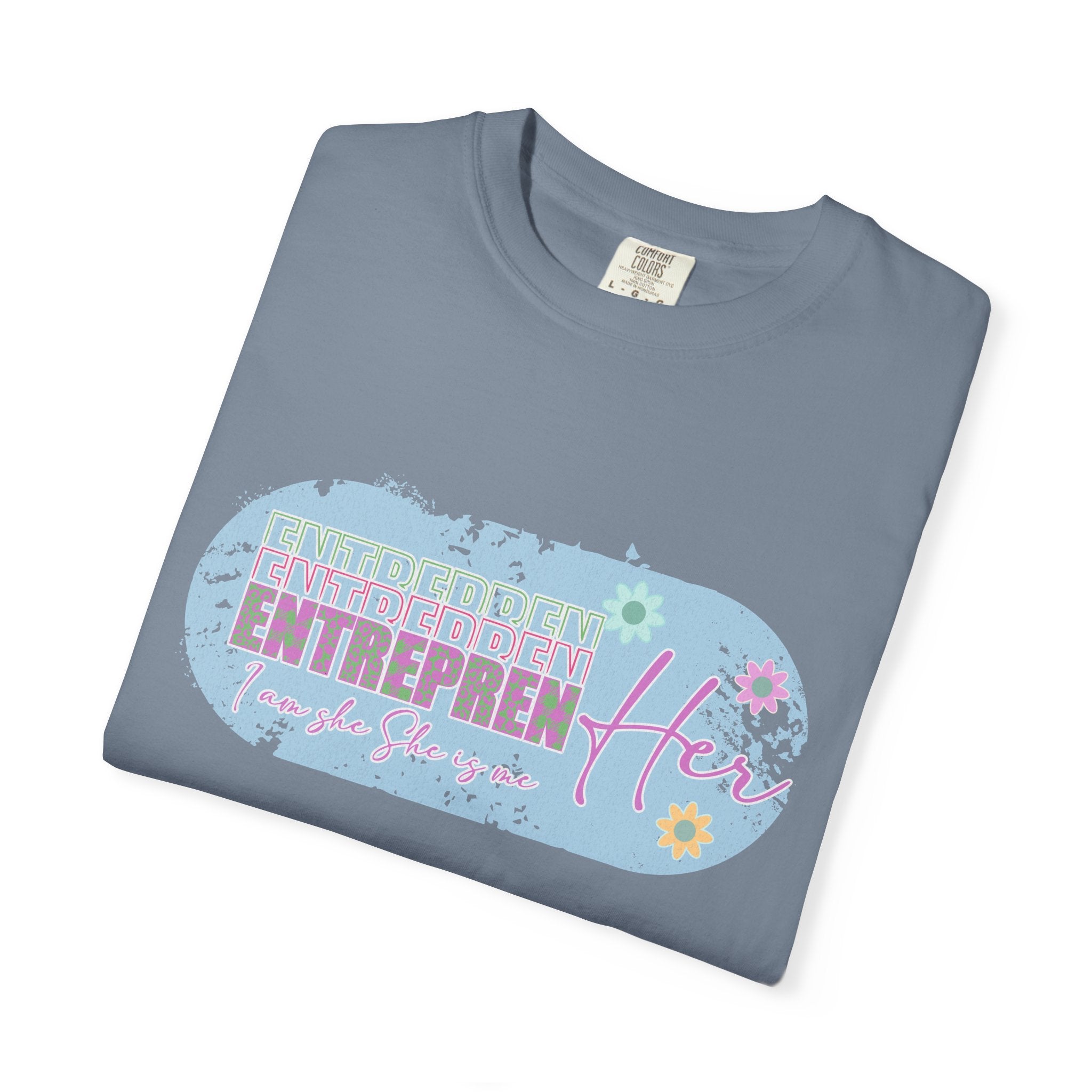 Entrepreneur Mom Floral Textured Tee — 'EntreprenHer' Graphic T-Shirt