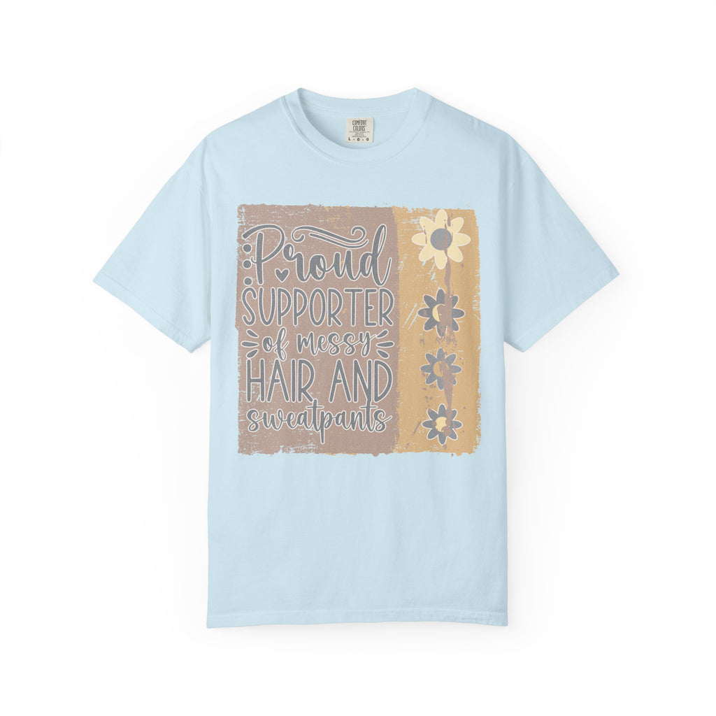 Supporter of Messy Hair and Sweatpants Textured T-Shirt