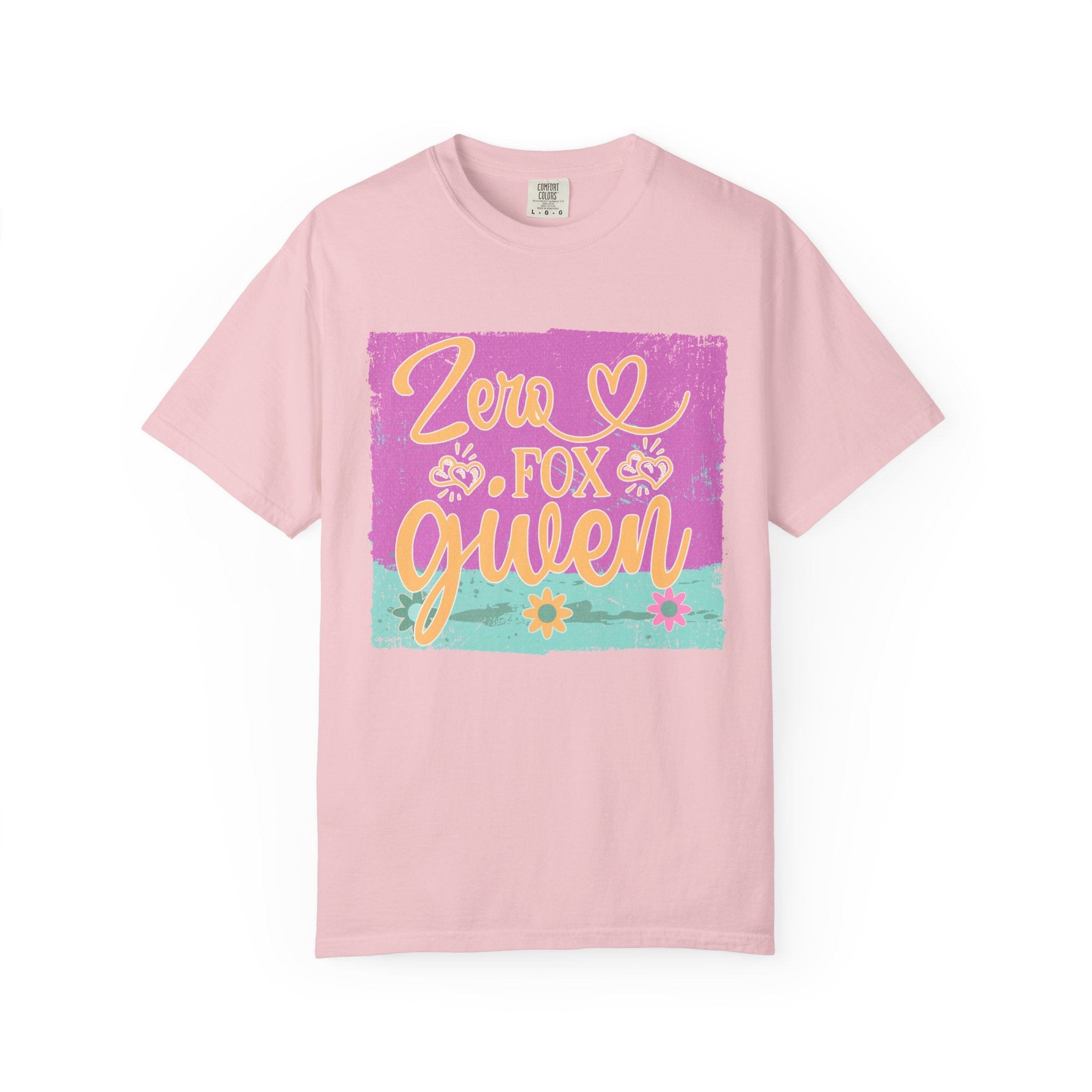 Textured T-Shirt — "Zero Fox Given" Retro Floral Graphic Tee
