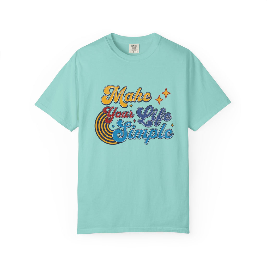 Make Your Life Simple T-Shirt |Textured Retro Script, Vintage Rainbow Stars