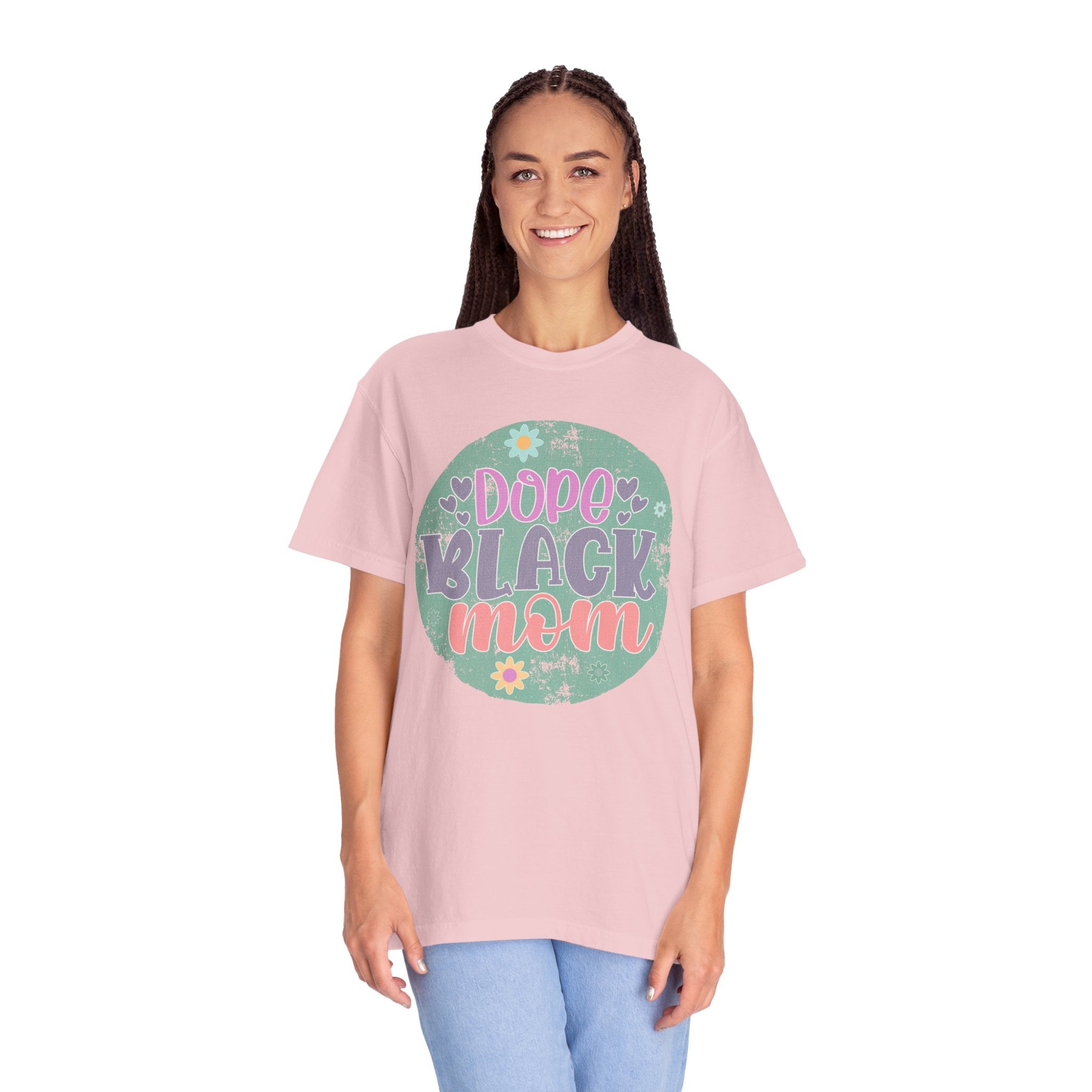 Textured T-Shirt — Dope Black Mom Floral Graphic Tee