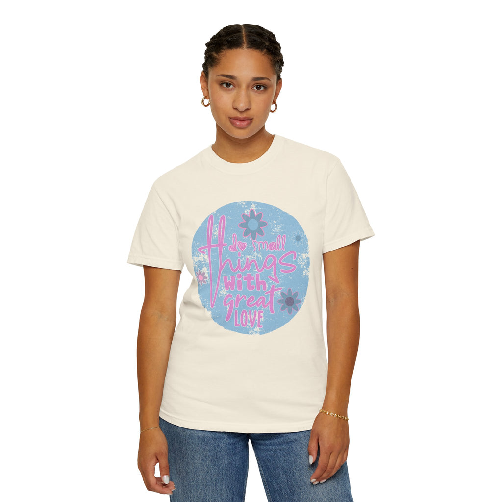 Textured T‑Shirt — "Do Small Things With Great Love" Floral Graphic