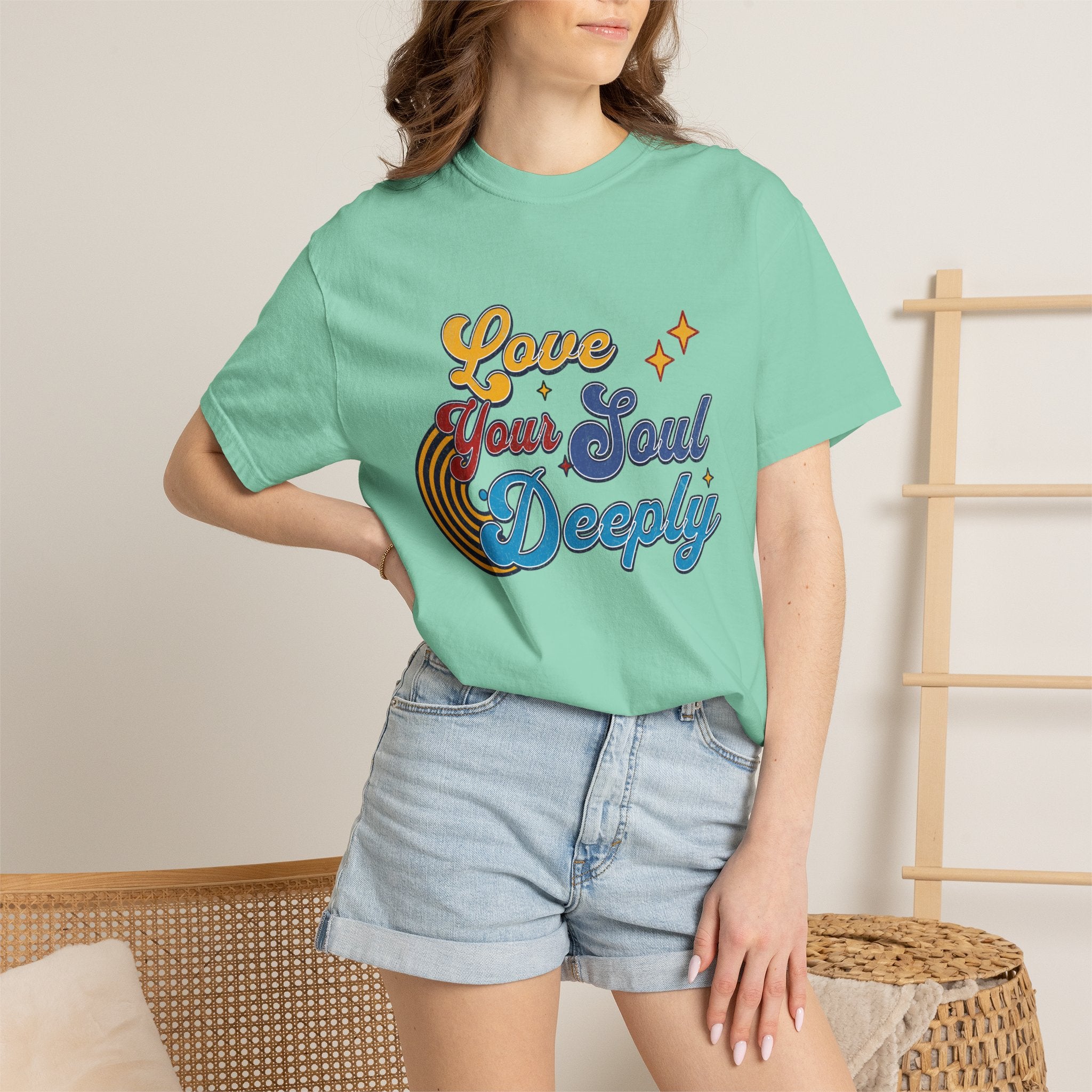 Textured Love Your Soul Deeply T-Shirt — Retro Positive Message Tee