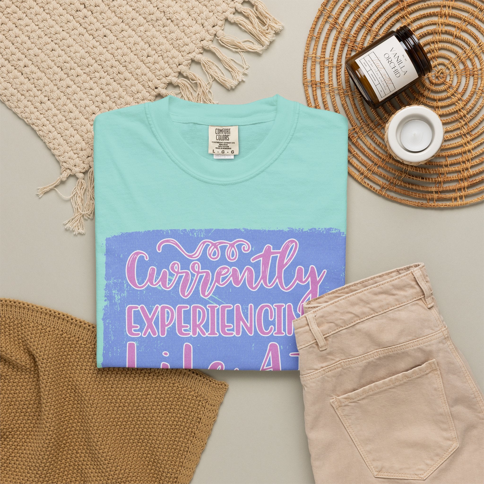 Textured T-Shirt — "Currently Experiencing Life at 15 WTS Per Hour" Retro Graphic Tee