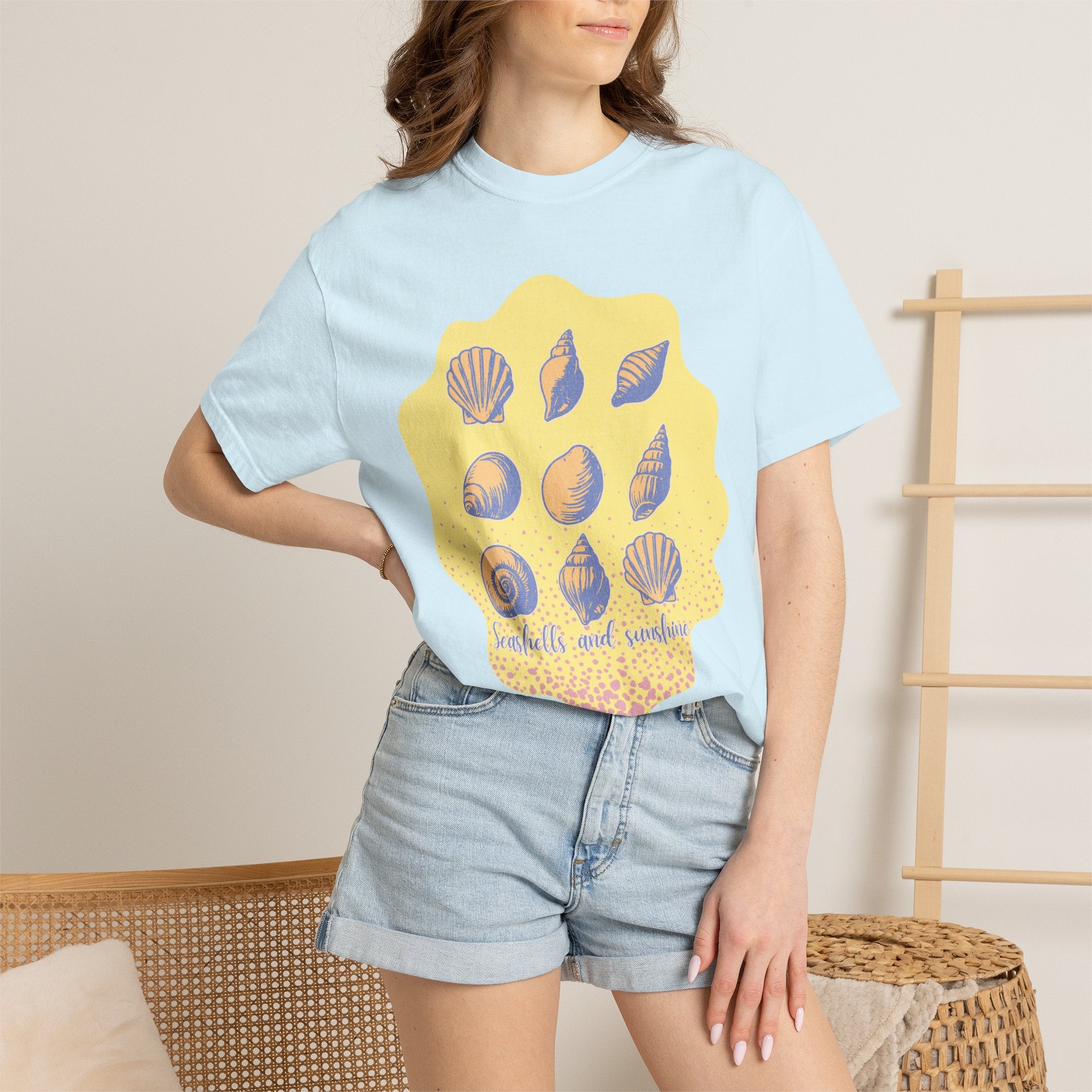 Vintage Seashells And Sunshine Textured T-Shirt