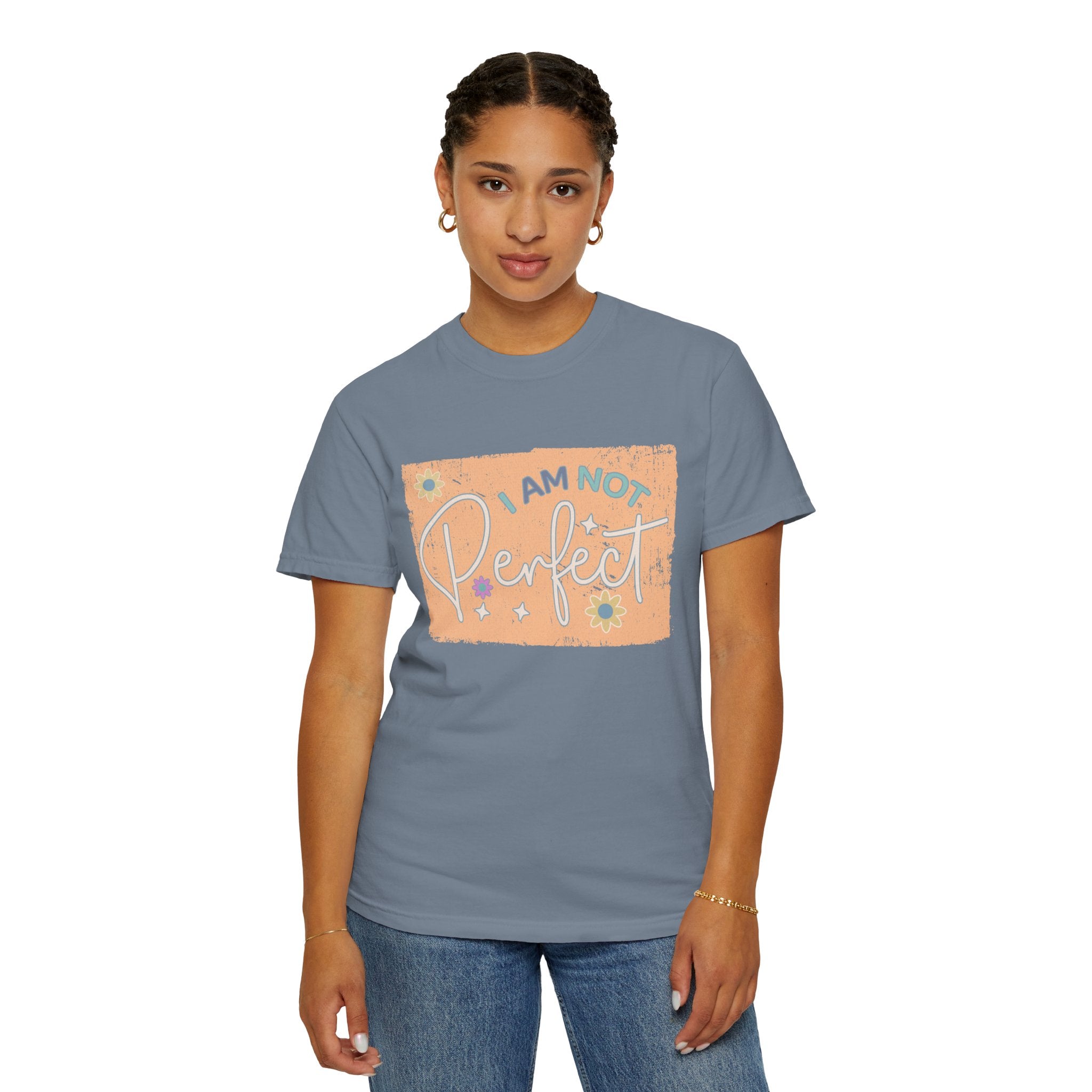 I Am Not Perfect Textured Retro Graphic T-Shirt — Positive Self-Love Tee