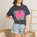 Golden Glow Retro Graphic Textured T-Shirt
