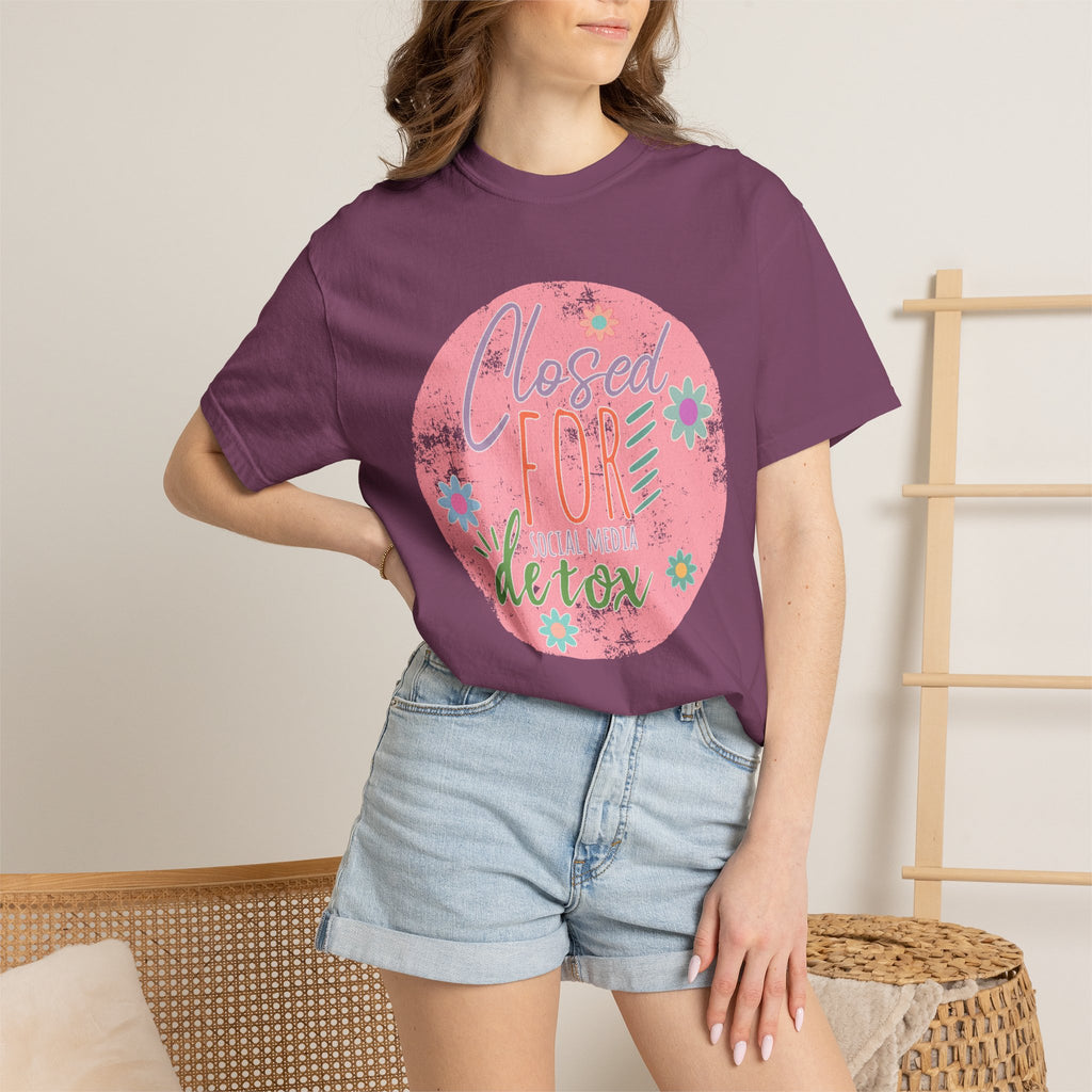 Closed For Detox Textured T‑Shirt — Cute Floral Wellness Tee