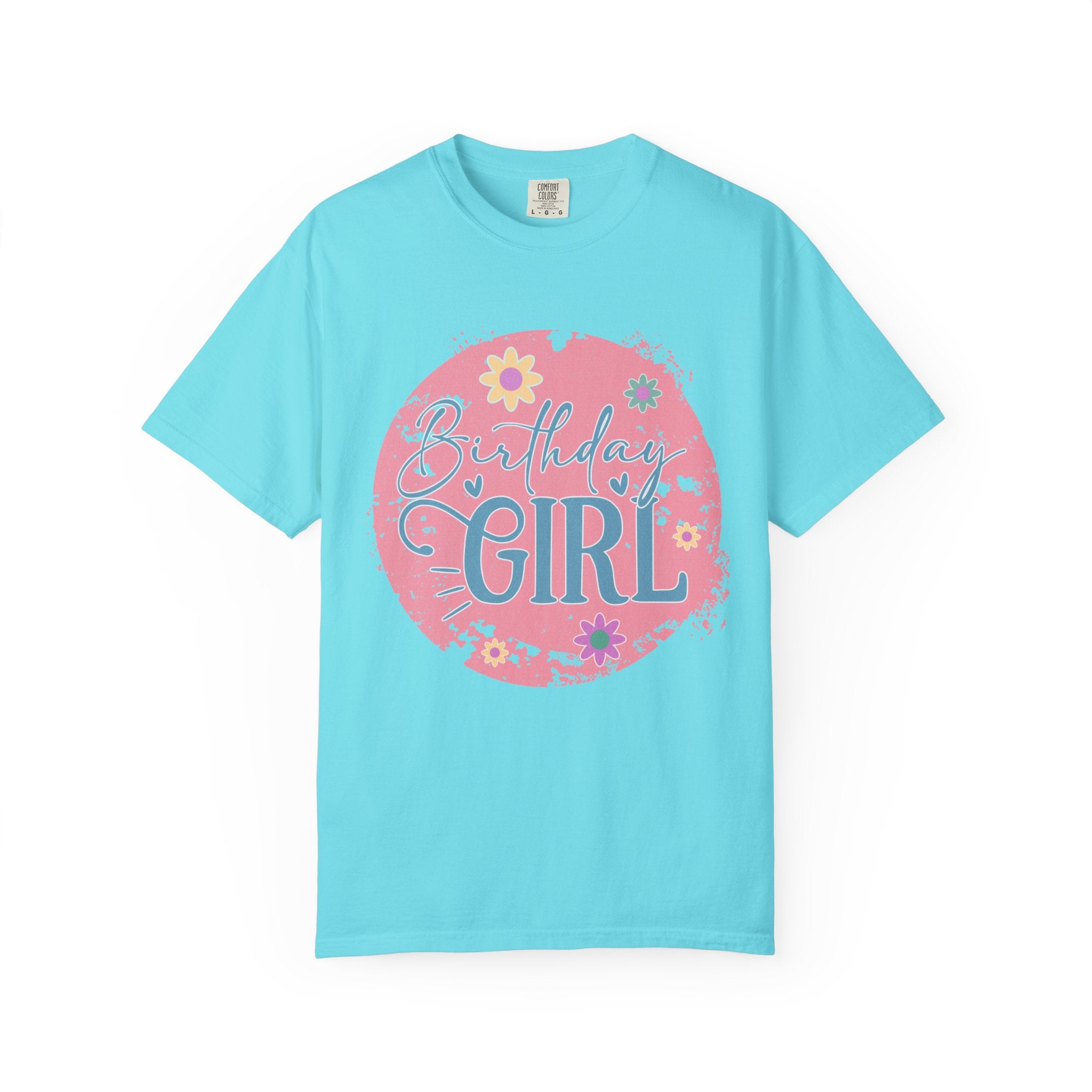Birthday Girl Textured T-Shirt — Floral Pink Celebration Tee
