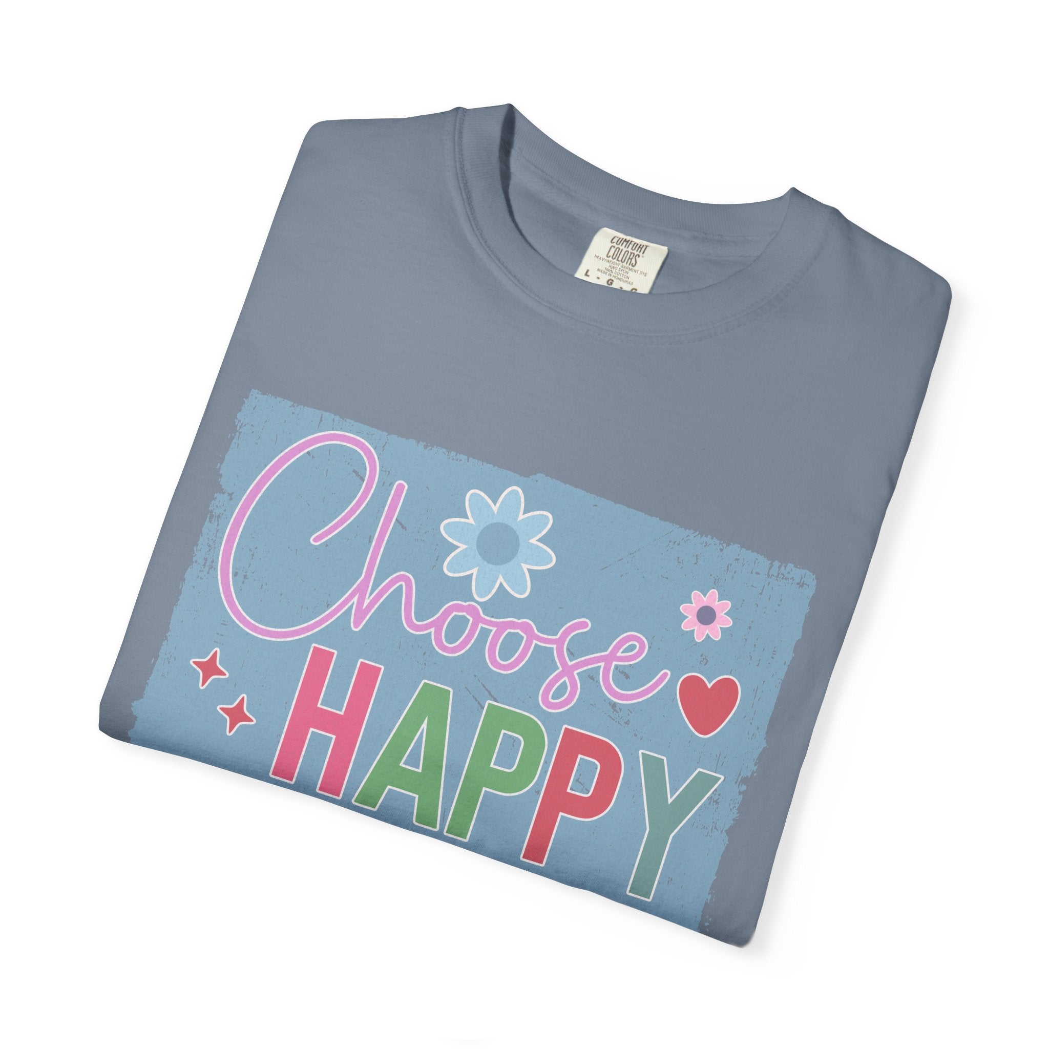 Choose HappyTextured T-Shirt — Positive Floral Graphic Tee