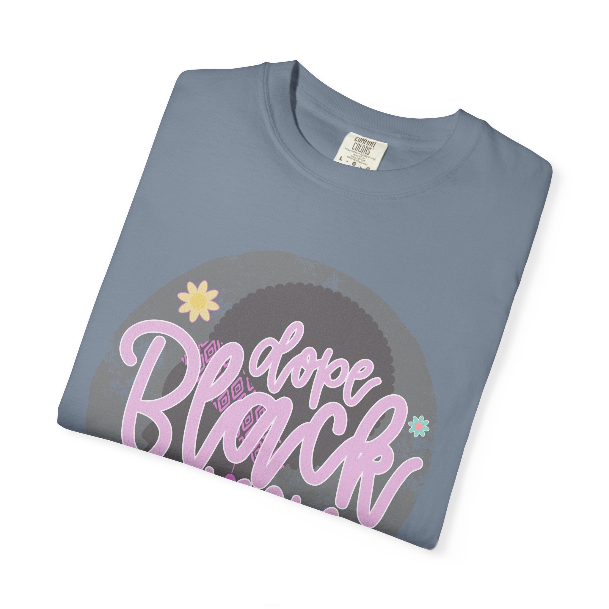 Dope Black Mom Textured  T-Shirt — Retro Script Graphic Tee for Proud Moms