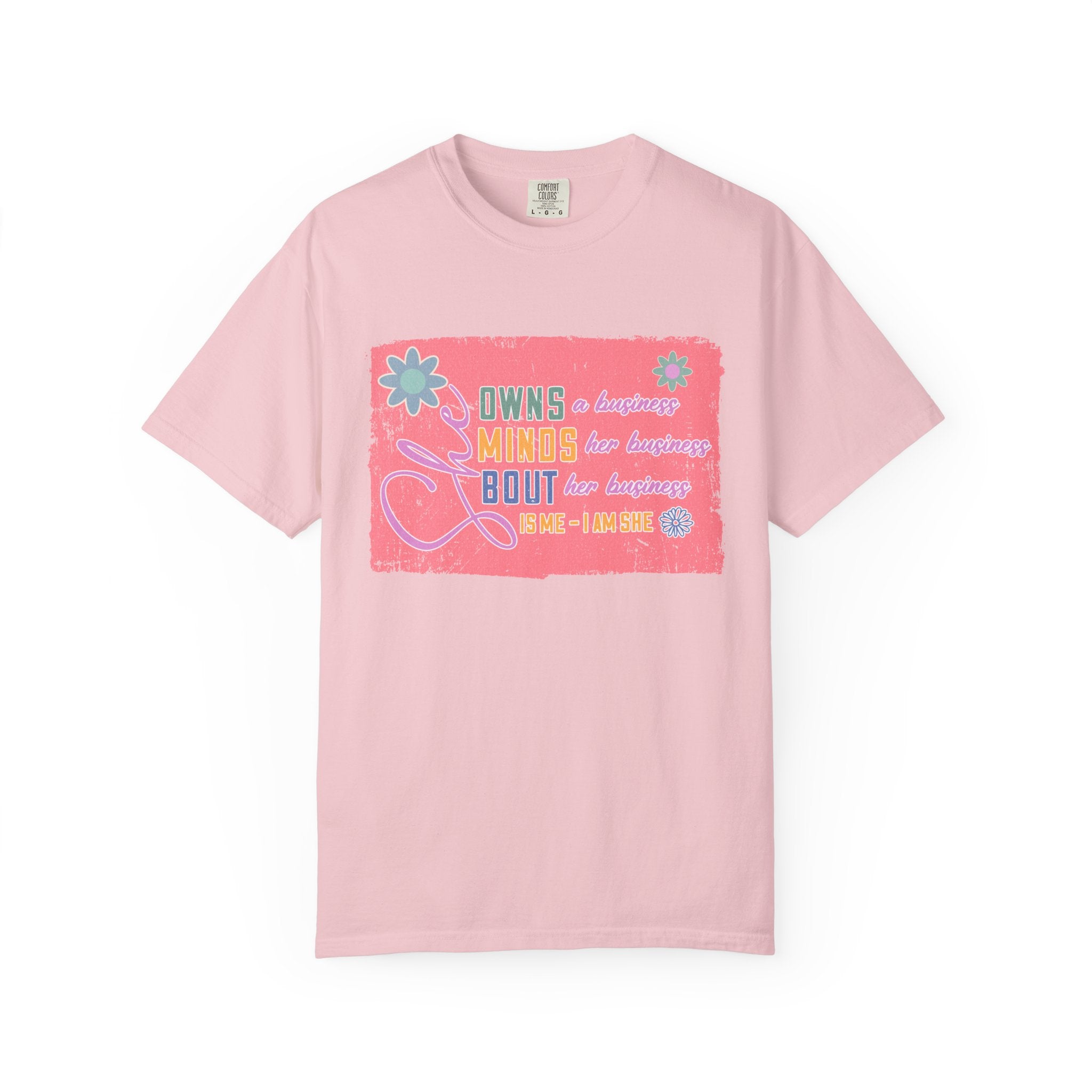 Textured She Owns Minds Her Business T-Shirt —  Floral Retro Design