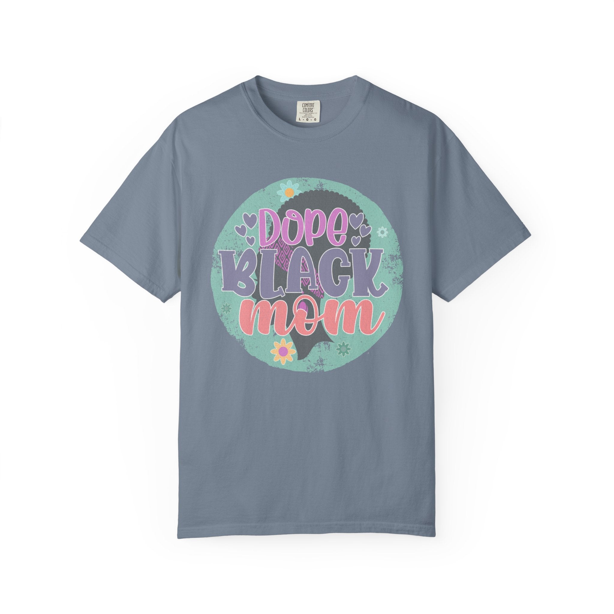 Dope Black Mom Textured T-Shirt — Retro Floral Pride Tee for Black Mothers