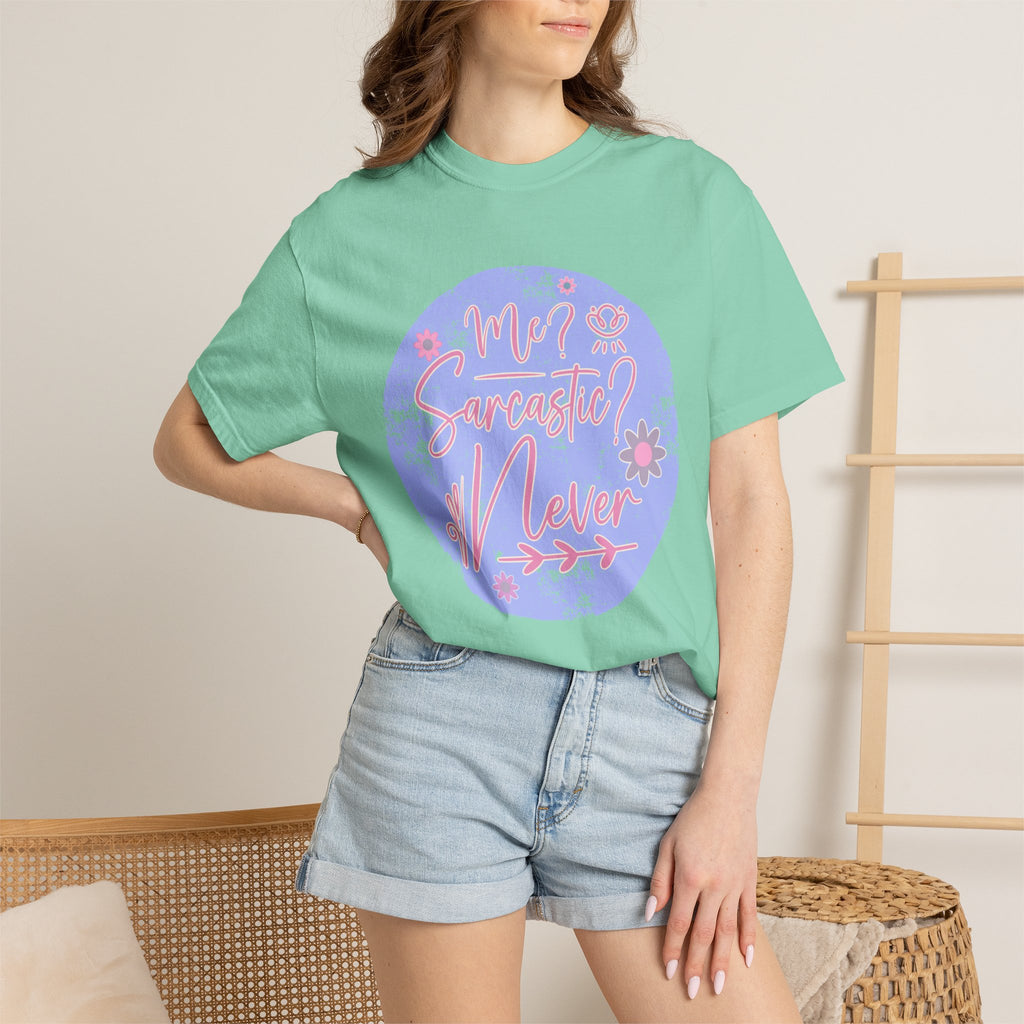 Me Sarcastic Textured Floral T‑Shirt — Retro Pastel Circle Graphic Tee