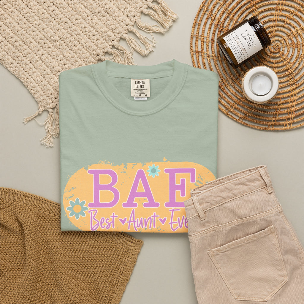 BAE Best Aunt Ever Textured T-Shirt — Floral Retro Graphic Tee for Cool Aunts