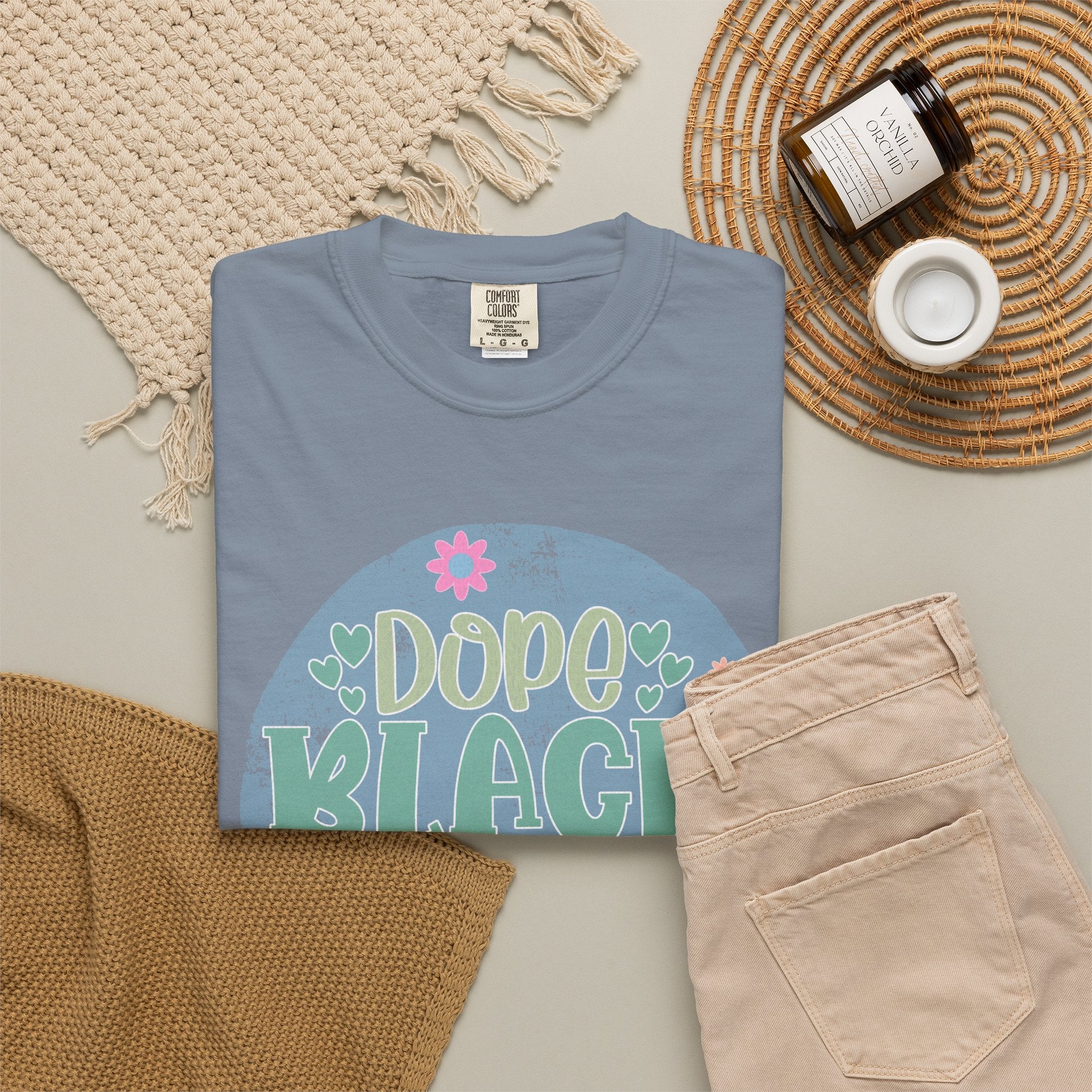 Dope Black Mom Textured T-Shirt — Floral Retro Circle Graphic Tee for Mothers