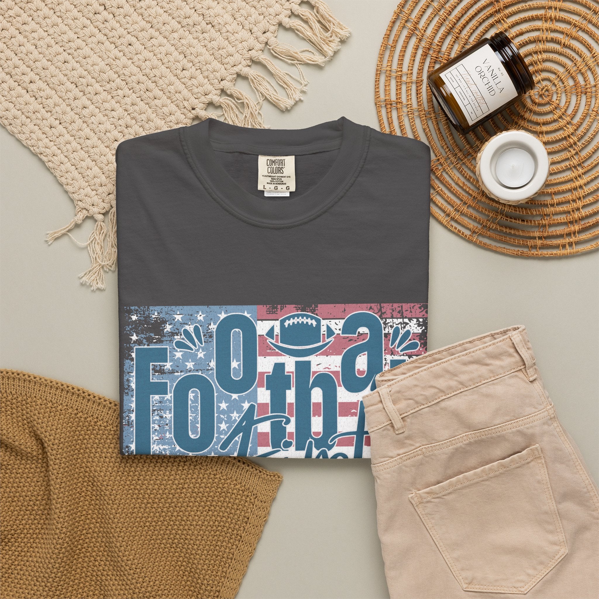 Textured Retro Americana Football First Tee