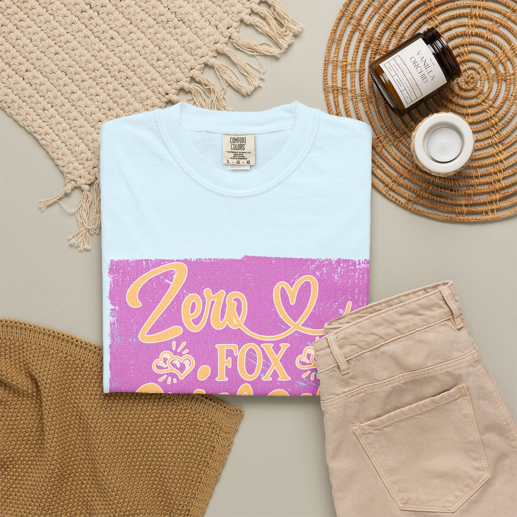 Textured T-Shirt — "Zero Fox Given" Retro Floral Graphic Tee