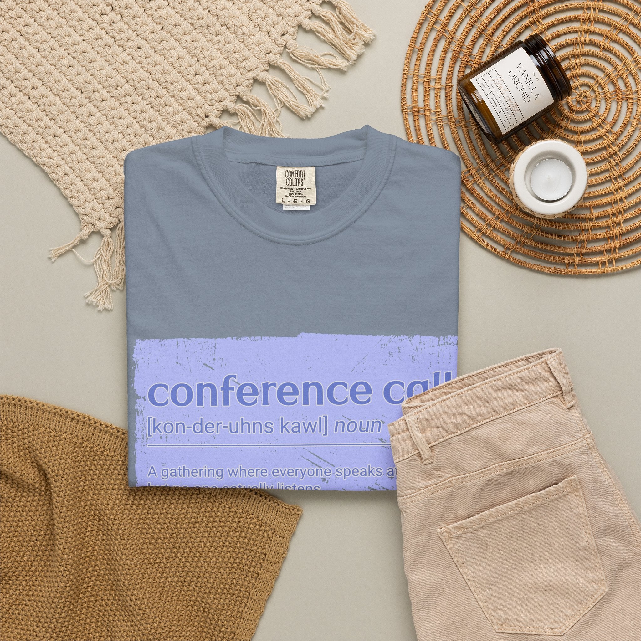 Conference Call Textured T-Shirt – Funny Work-From-Home Graphic Tee