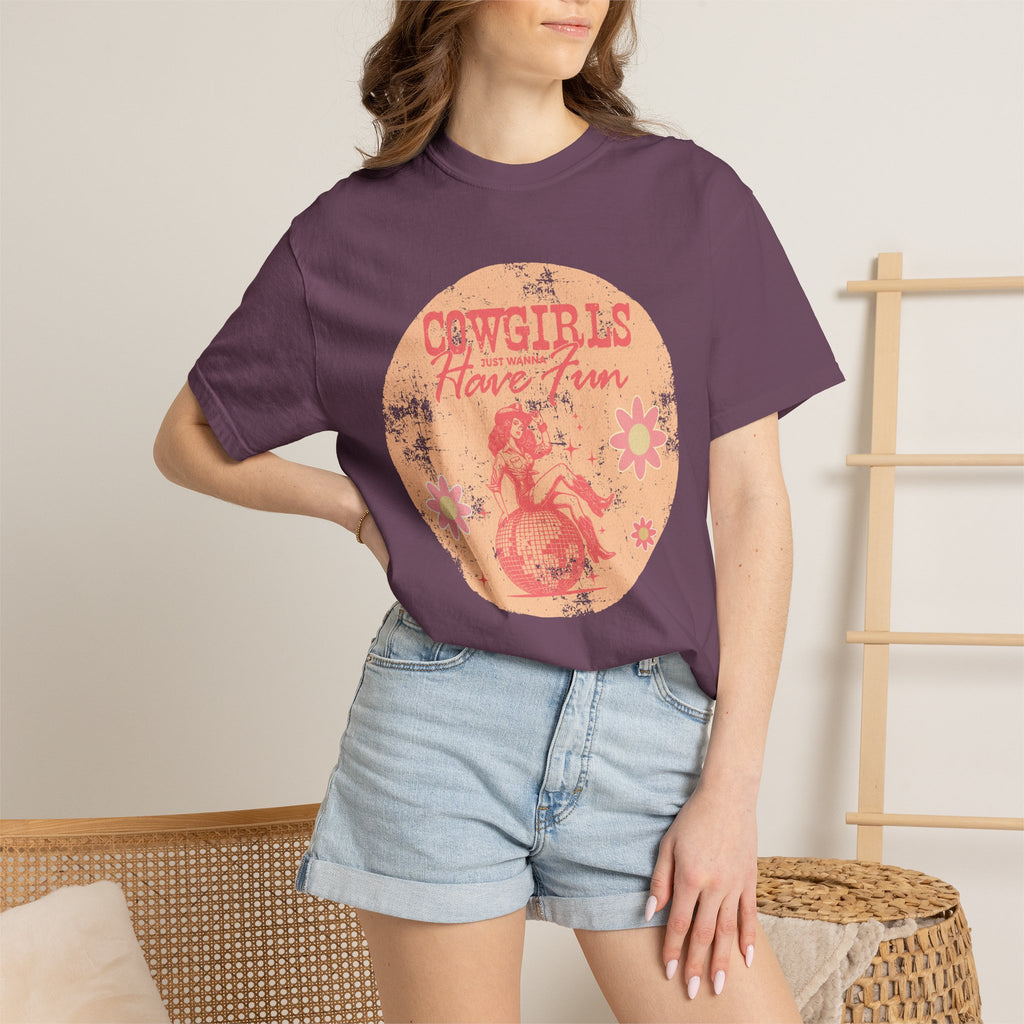 Cowgirls Just Wanna Have Fun Textured Retro Graphic T-Shirt
