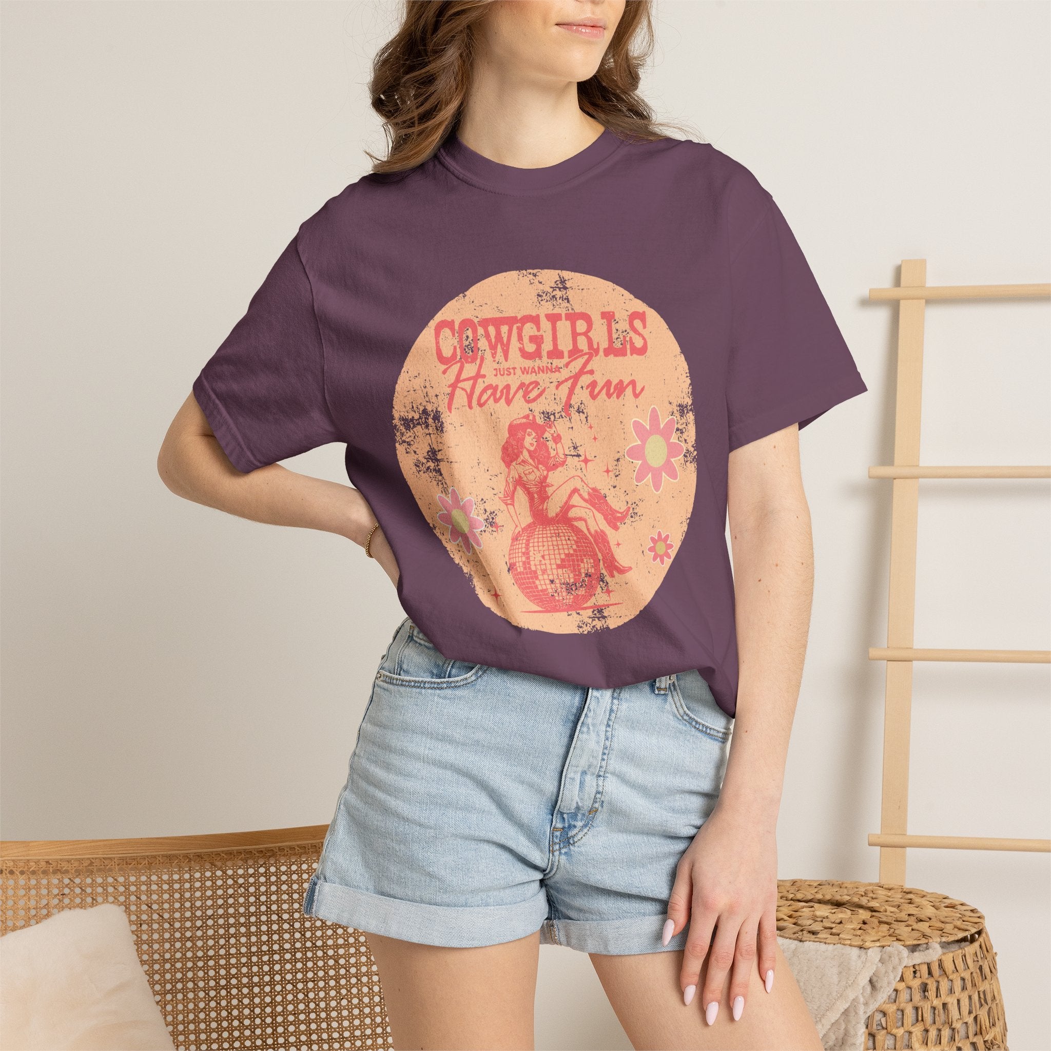 Cowgirls Just Wanna Have Fun Textured Retro Graphic T-Shirt