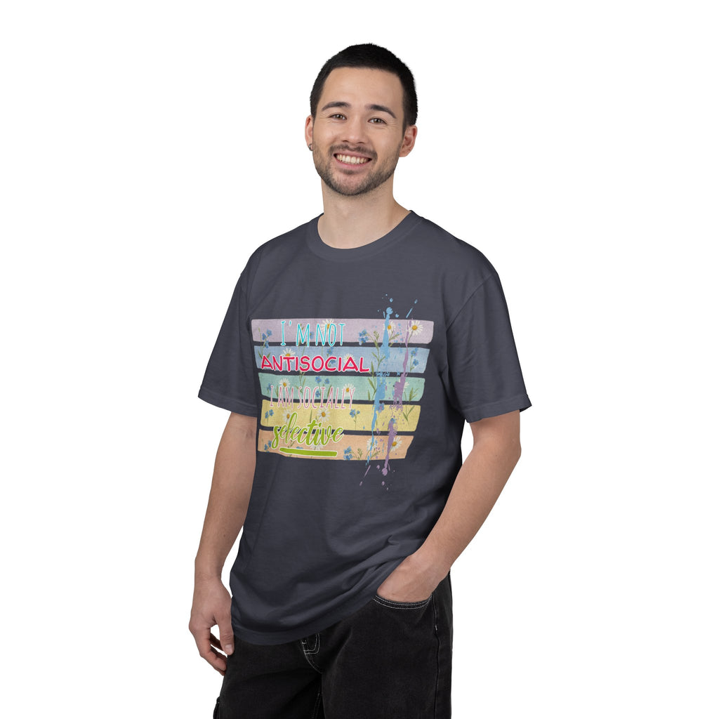 Antisocial Selective T-Shirt — Pastel Stripes Floral Graphic Tee
