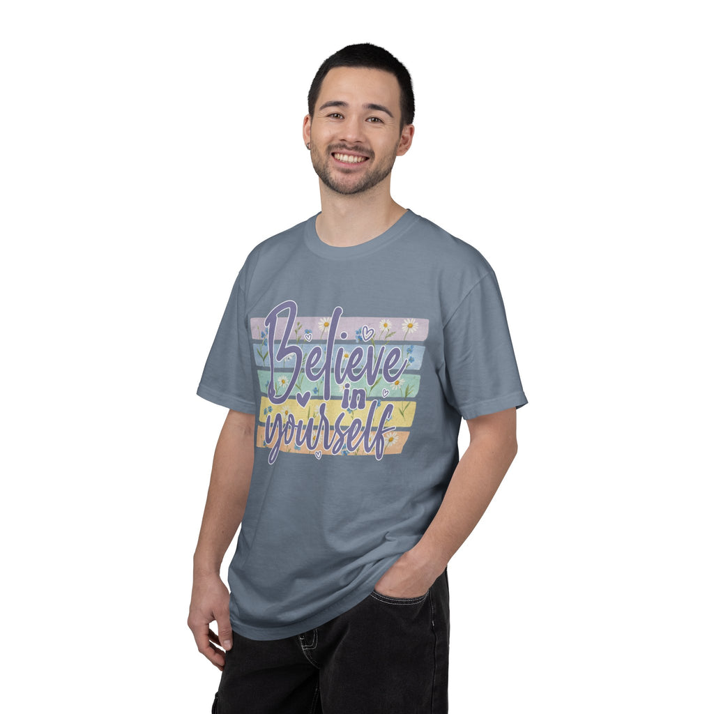 Textured Believe In Yourself T-Shirt — Inspirational Pastel Graphic Tee