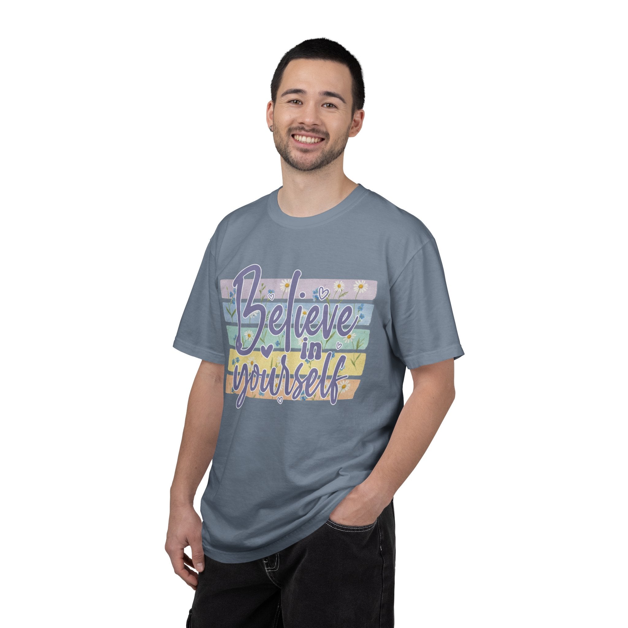 Textured Believe In Yourself T-Shirt — Inspirational Pastel Graphic Tee