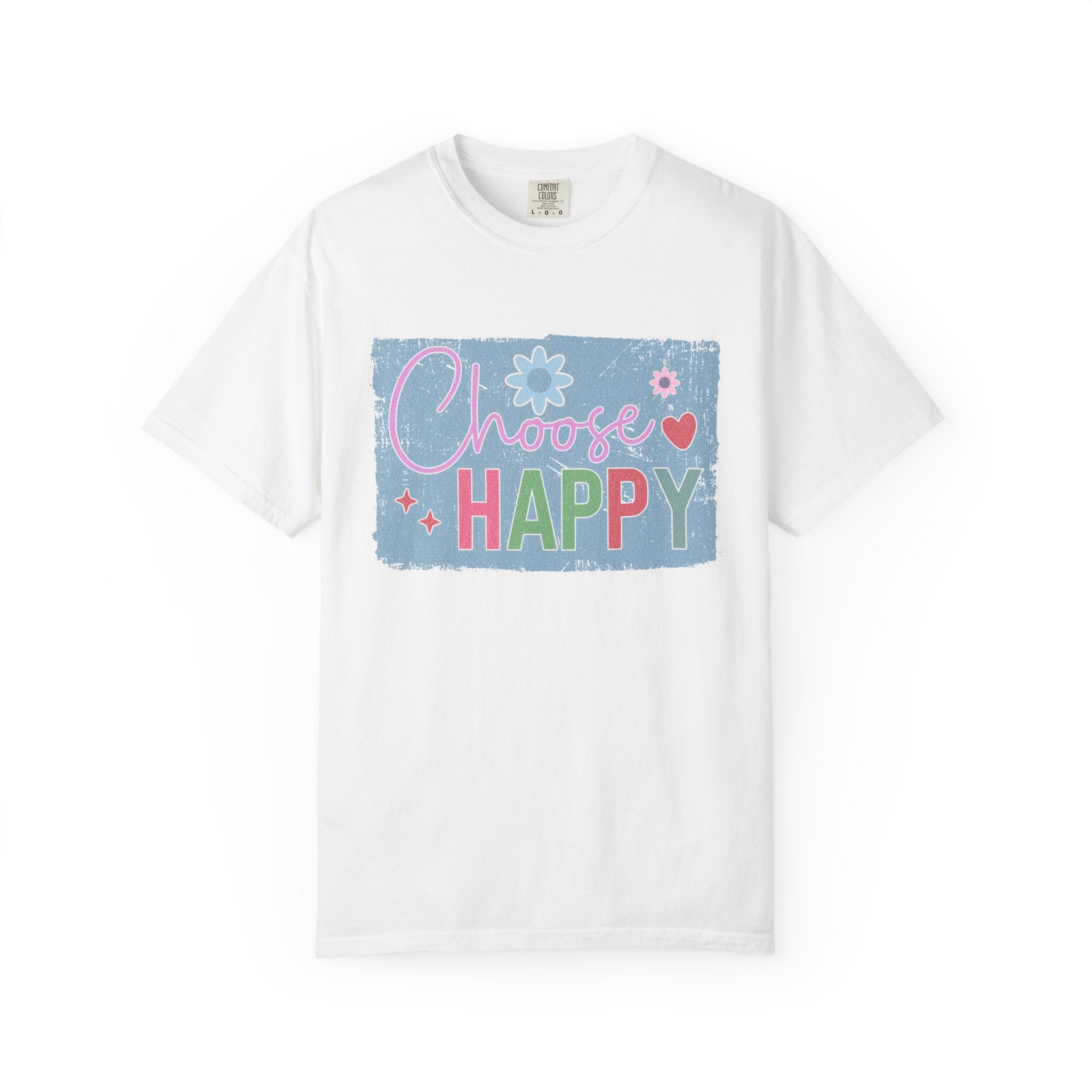 Choose HappyTextured T-Shirt — Positive Floral Graphic Tee