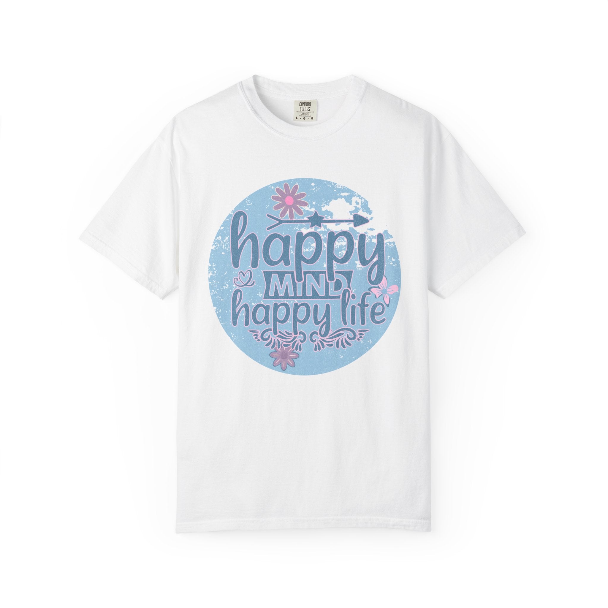 Happy Mind Happy Life Textured T-Shirt