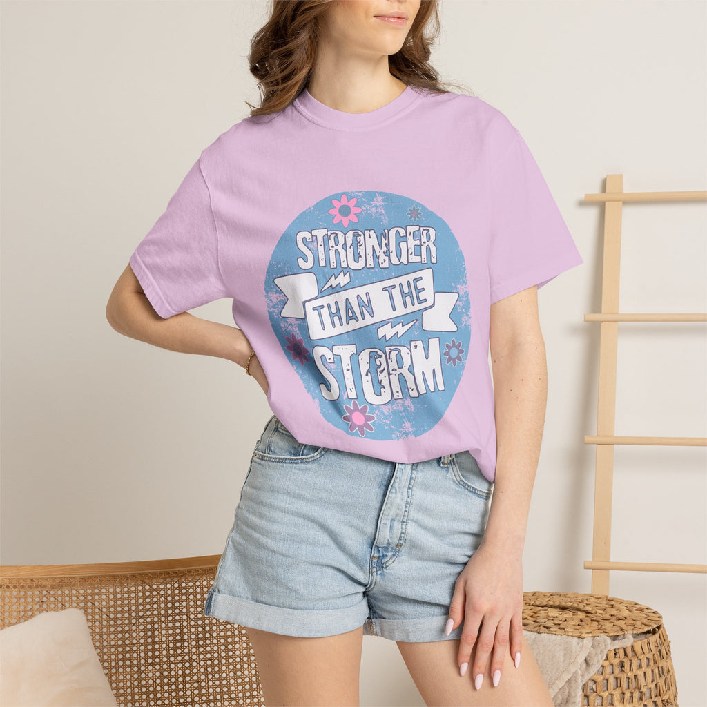 Textured  Stronger Than The Storm T-Shirt — Inspirational Resilience Graphic Tee