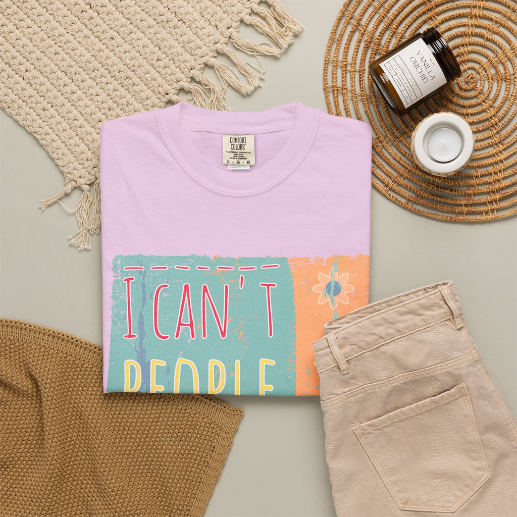 Textured I Can't People Today T-Shirt — Funny Introvert Graphic Tee