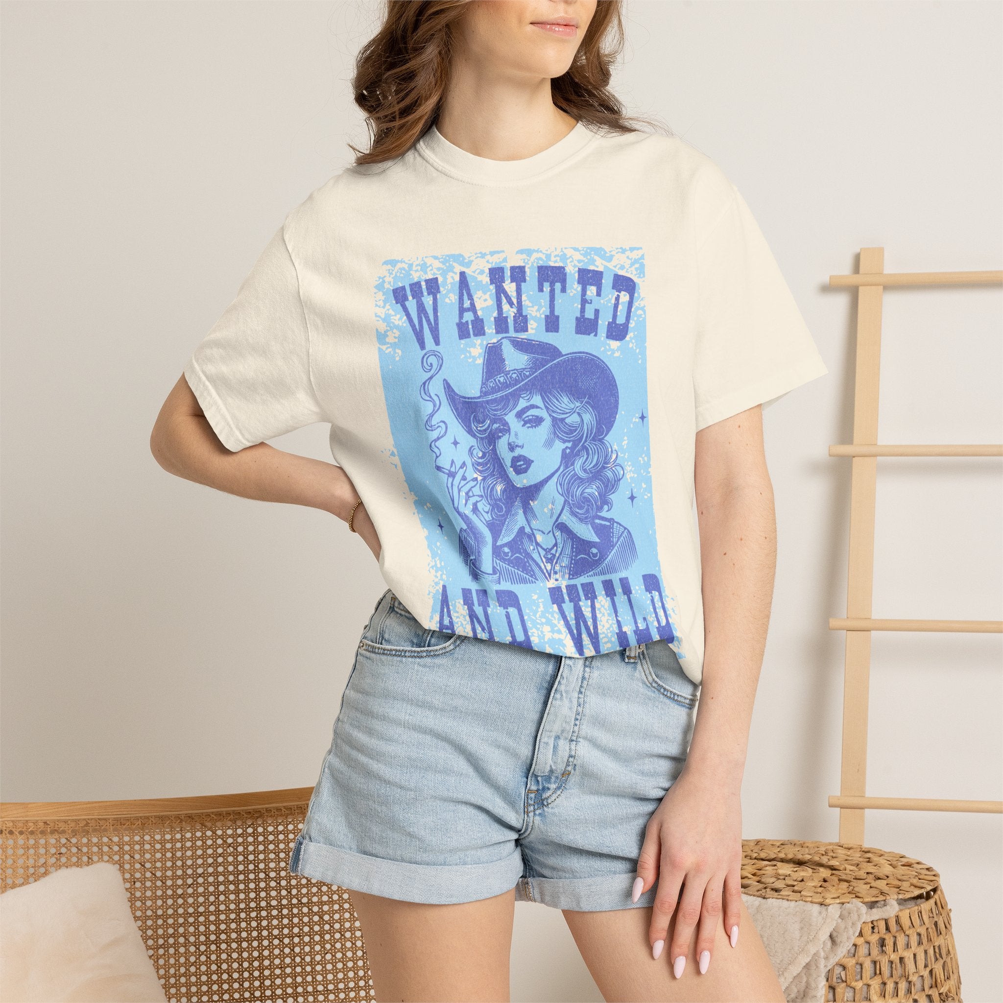 Textured Wanted and Wild Cowboy Girl T-Shirt