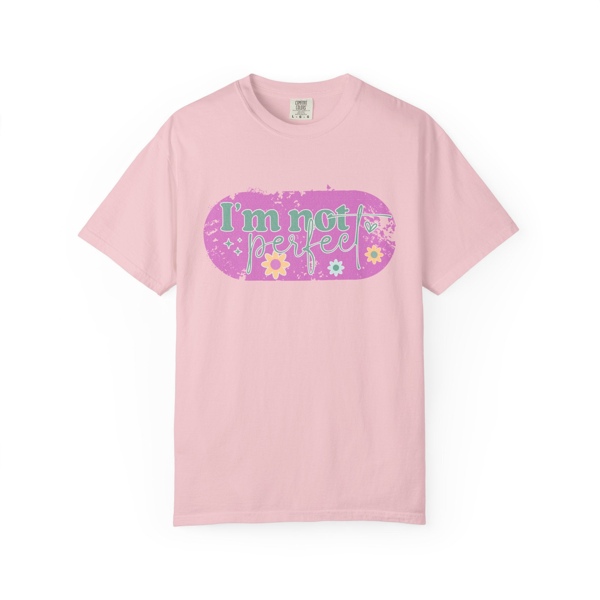 I'm Not Perfect Textured Floral Graphic T-Shirt