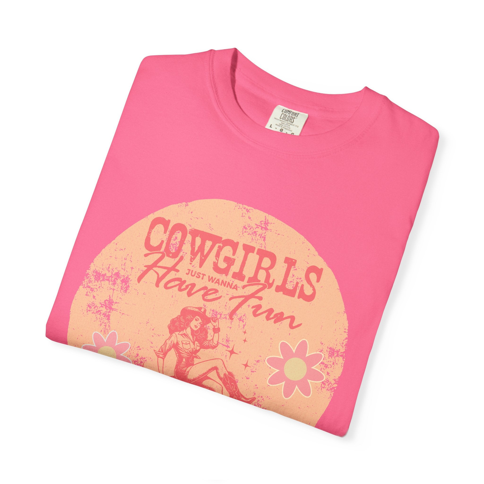 Cowgirls Just Wanna Have Fun Textured Retro Graphic T-Shirt